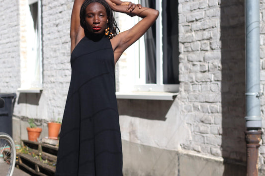 90s Vintage Black Halter - Minimalist Little Dress
