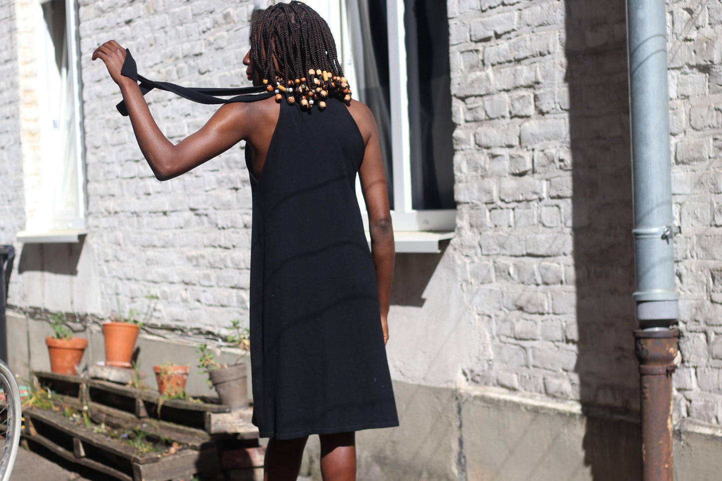 90s Vintage Black Halter - Minimalist Little Dress