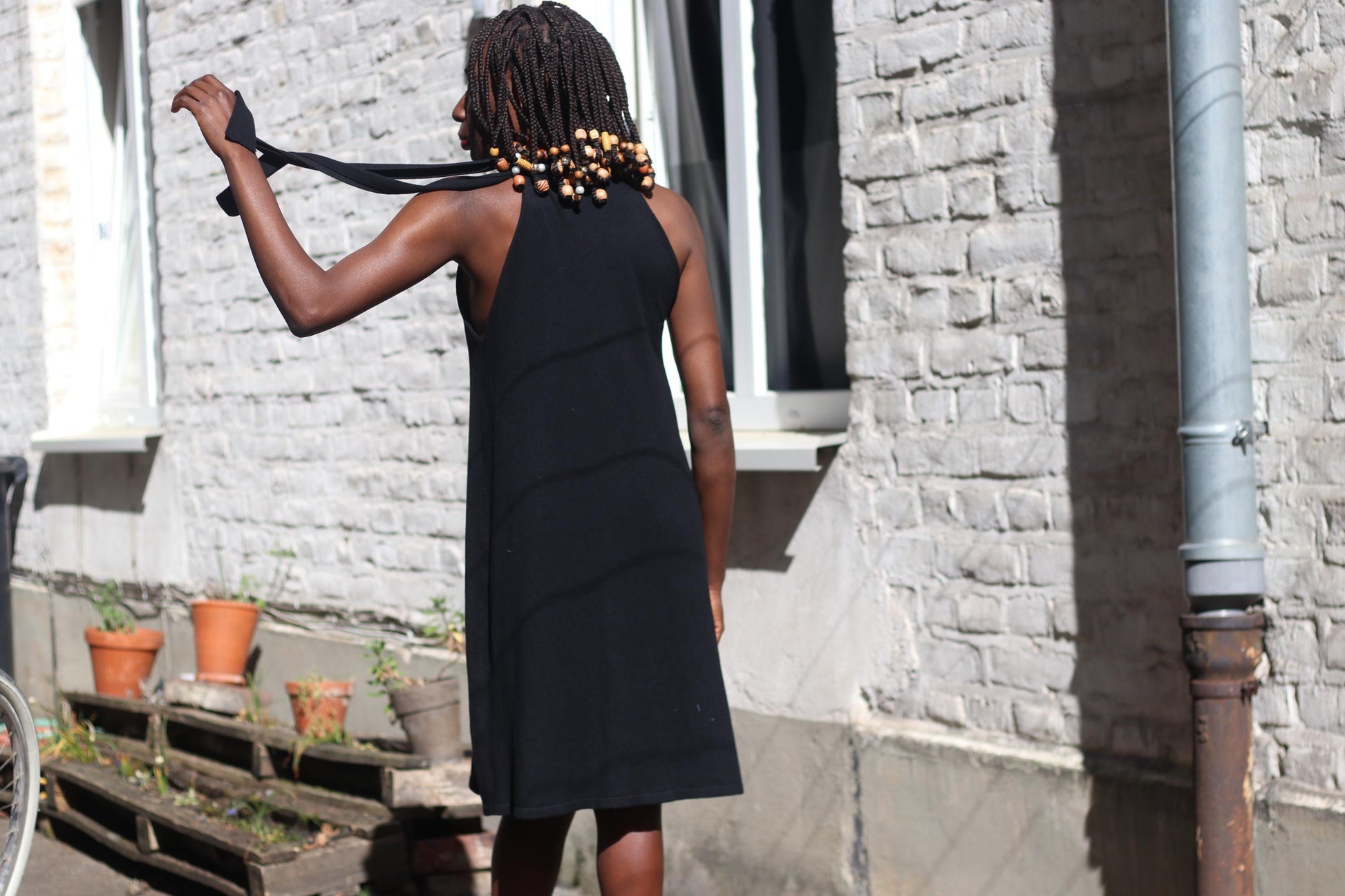 90s Vintage Black Halter - Minimalist Little Dress