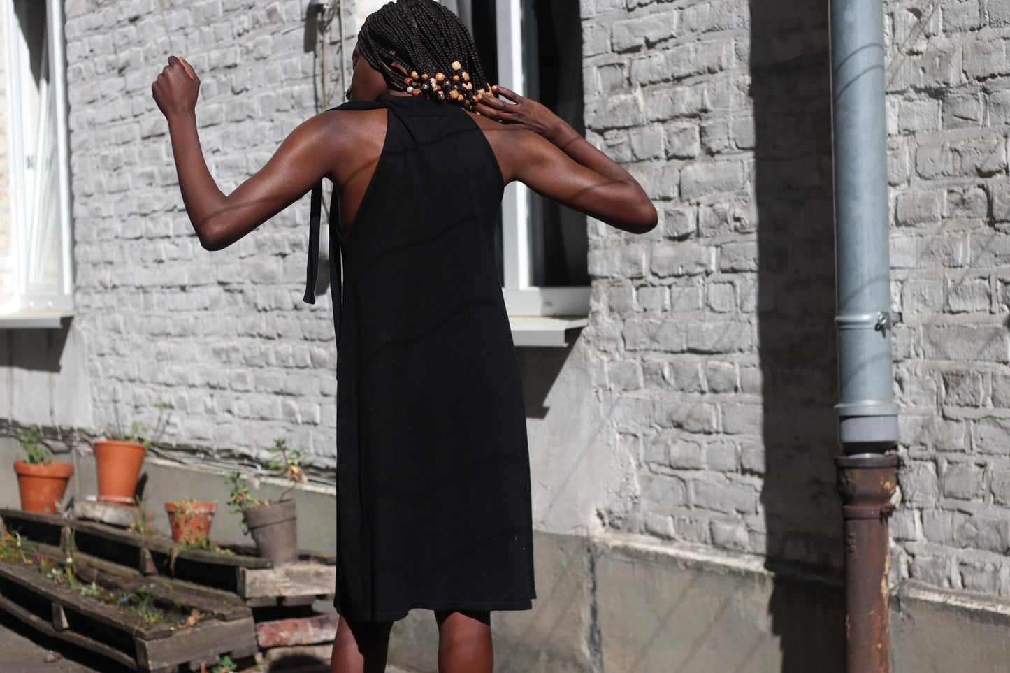 90s Vintage Black Halter - Minimalist Little Dress