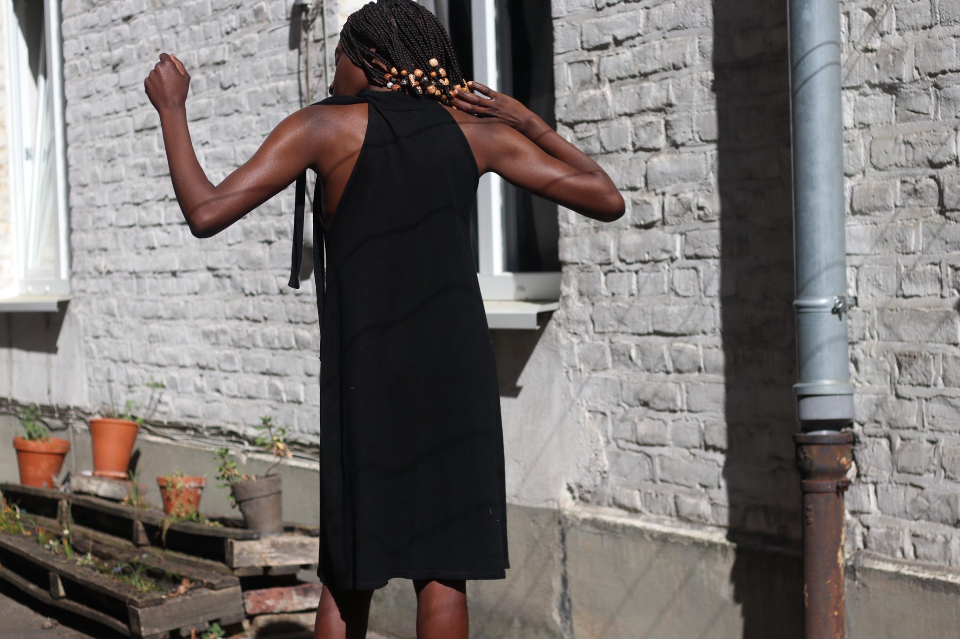 90s Vintage Black Halter - Minimalist Little Dress