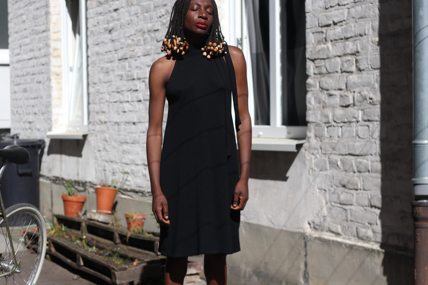 90s Vintage Black Halter - Minimalist Little Dress