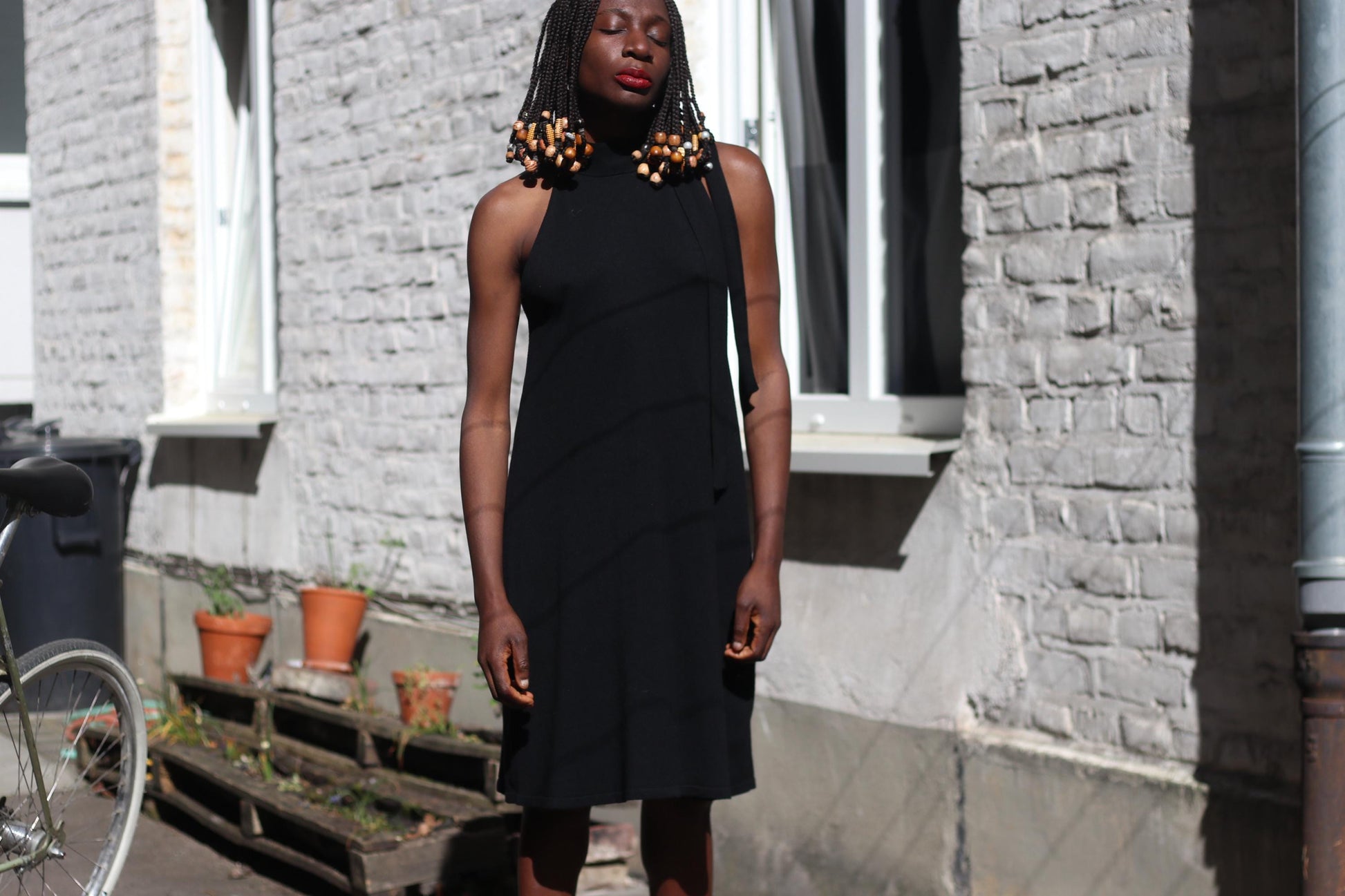 90s Vintage Black Halter - Minimalist Little Dress