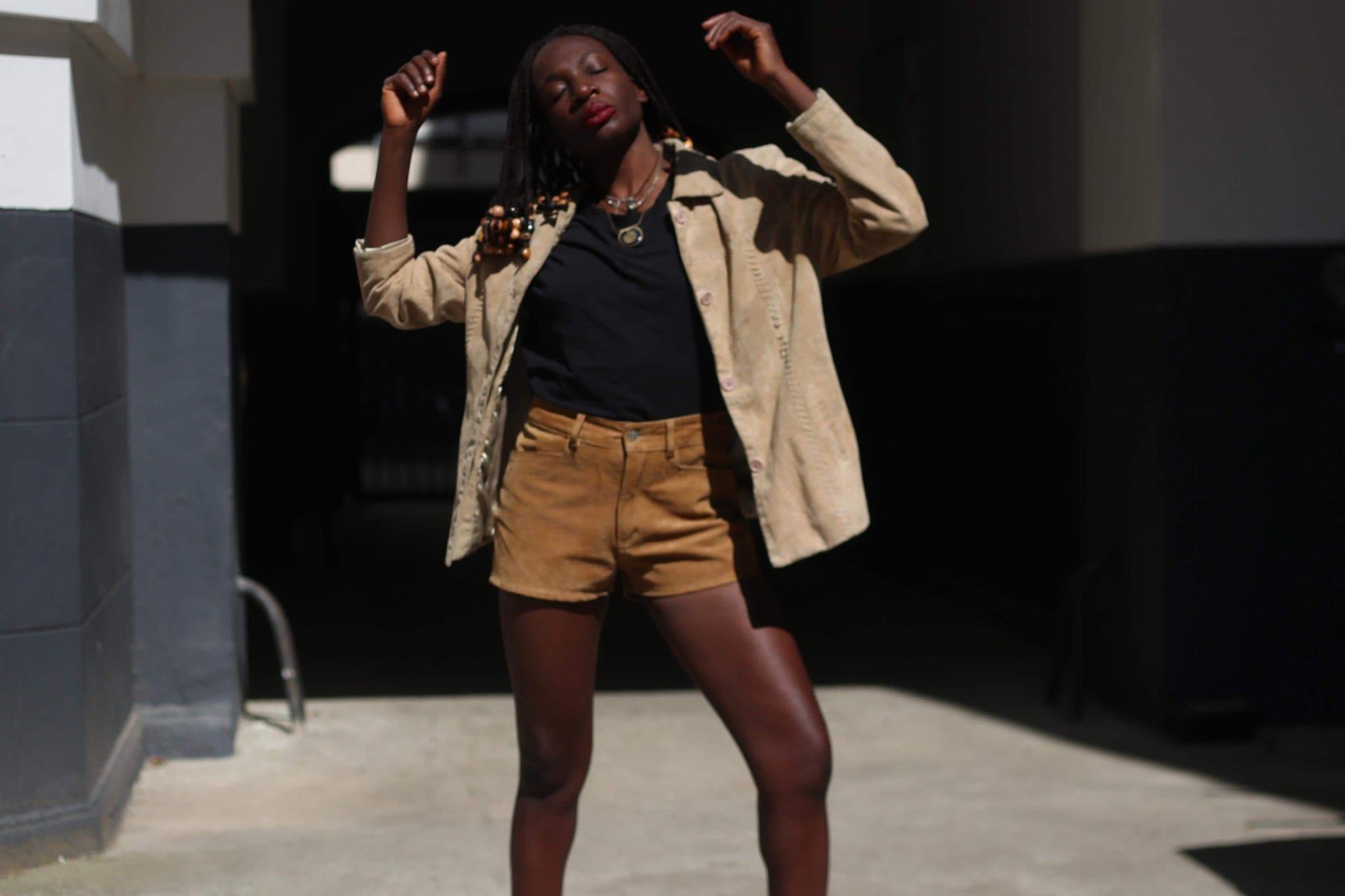 Vintage 70s Suede Shorts: High-Waisted Brown Leather with Heart Patchwork