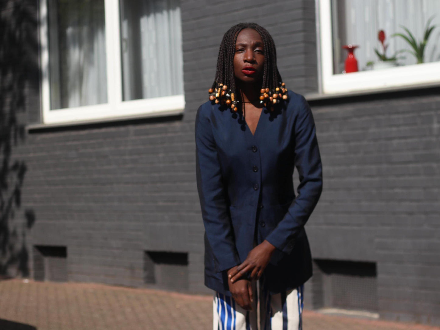 Vintage 90s Blue Blazer: Oversized Minimalist Office Jacket