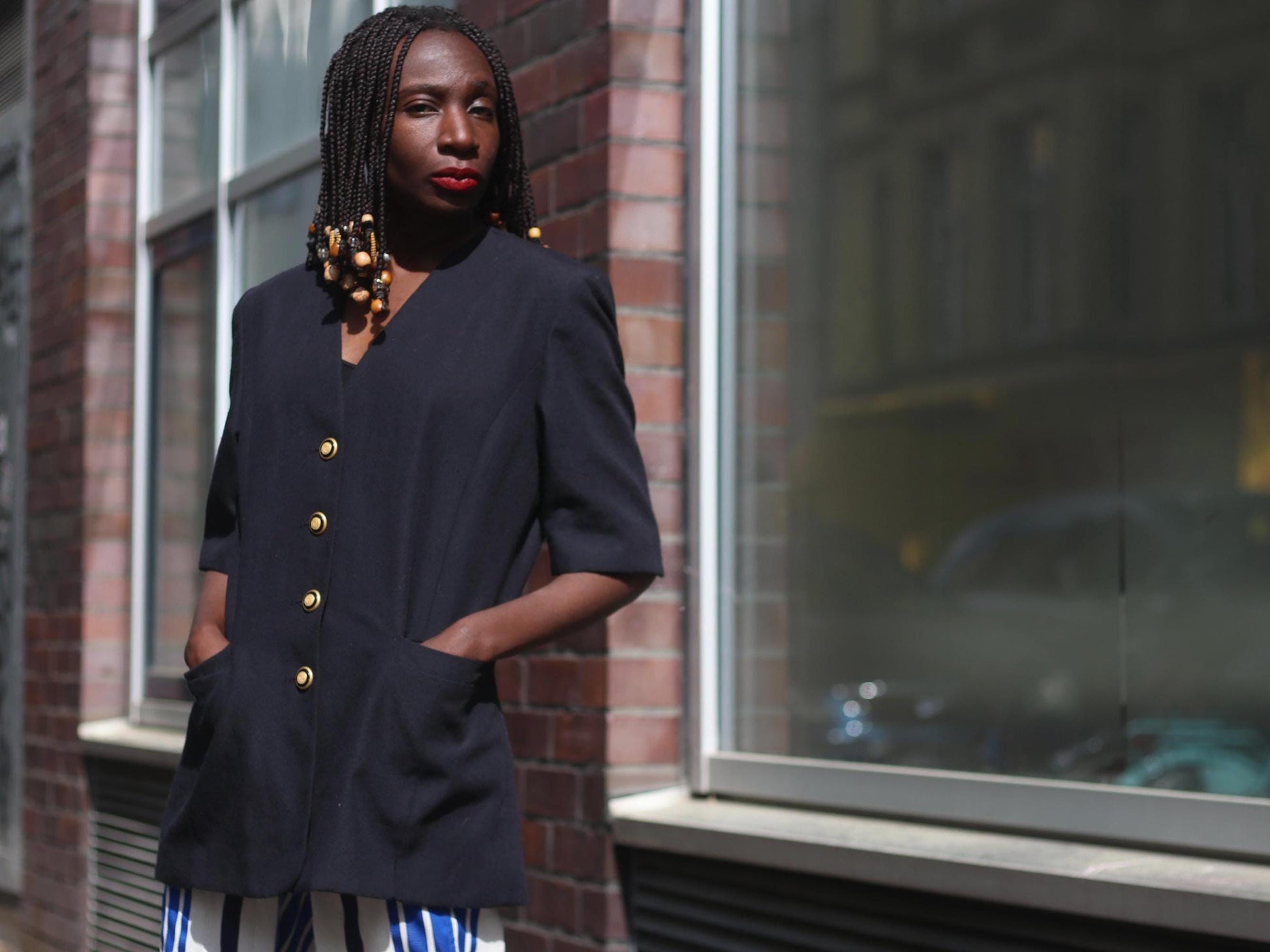 Pier Angelini Black Blazer with Gold Colored Buttons