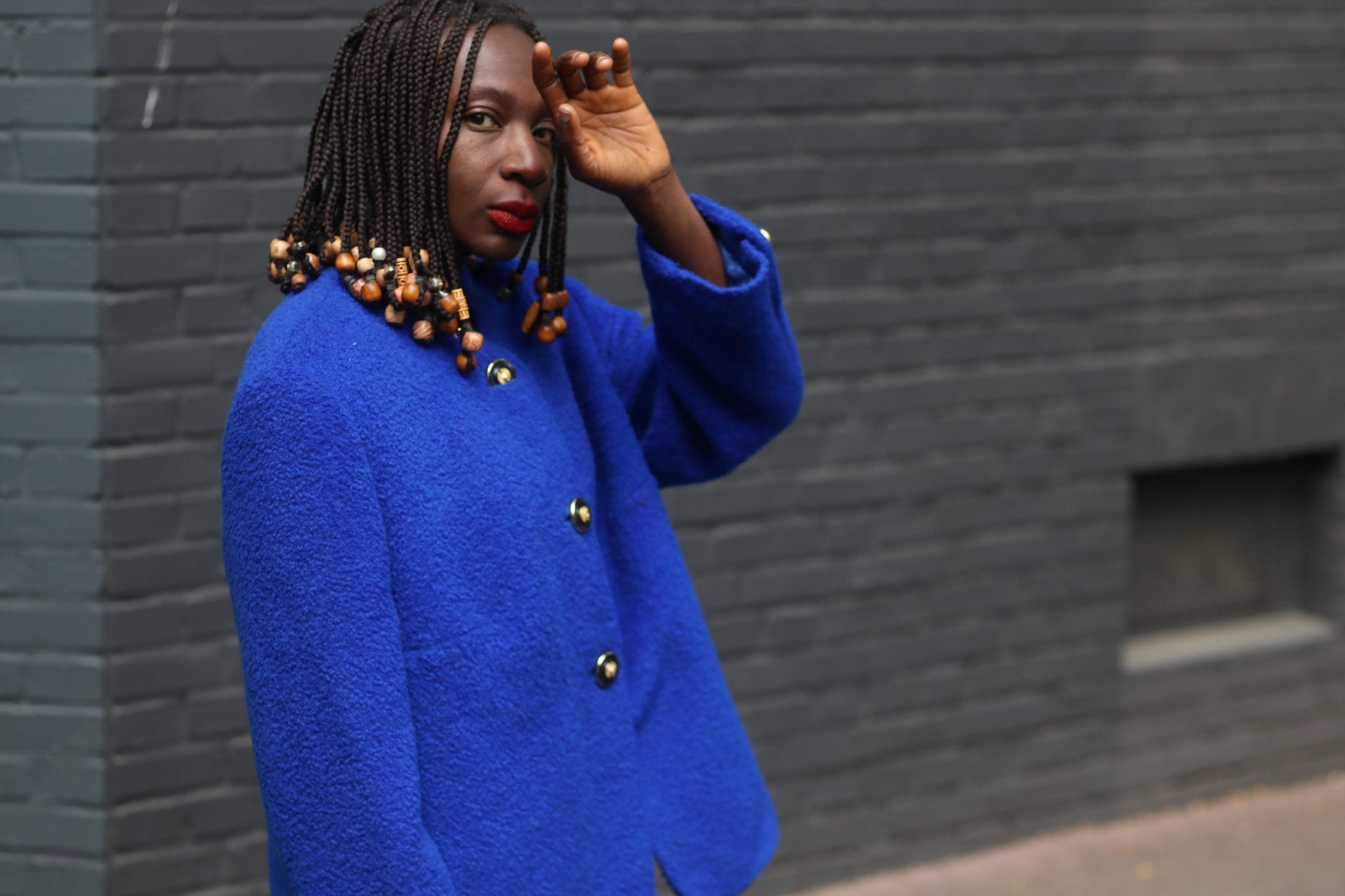 80s Oversized Mohair Wool Blazer: Vintage Blue Boxy Jacket