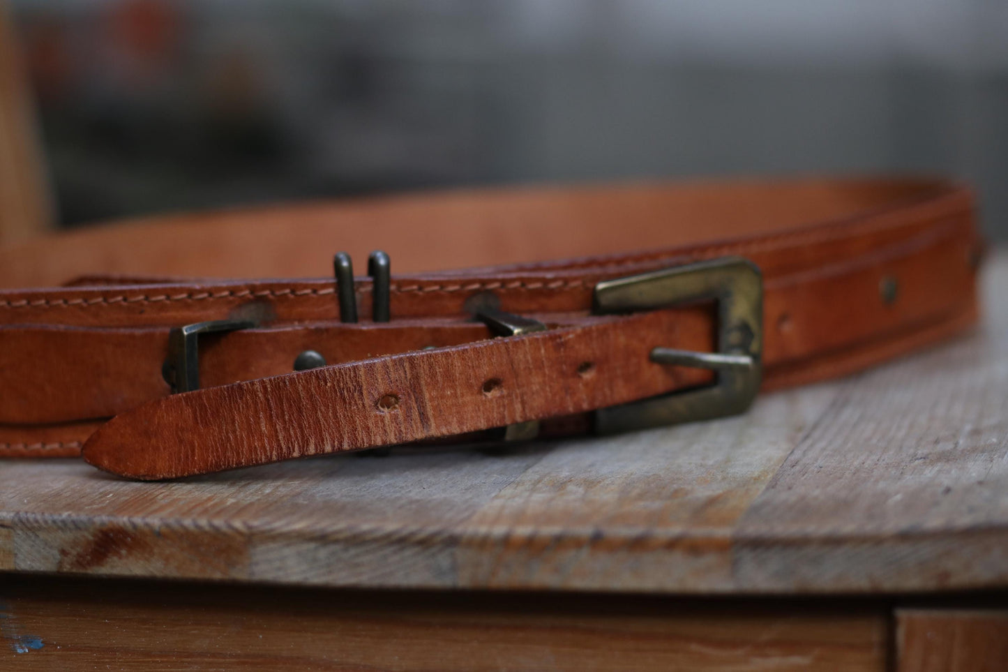 70s Brown Leather Belt| Women's Western Cowgirl Tan Waist Belt Size 80
