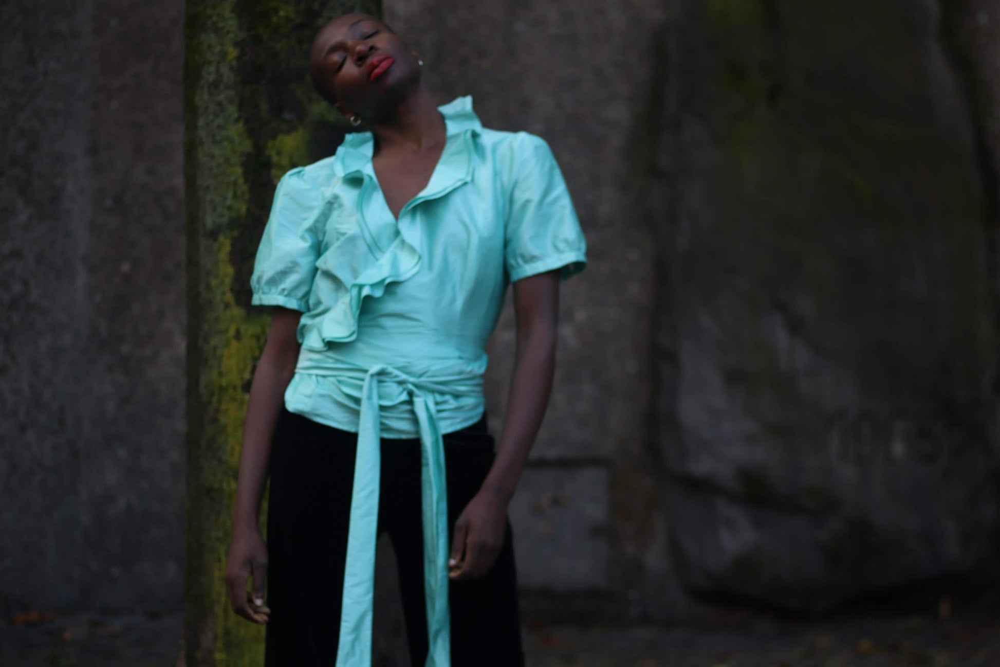 Vintage Coast Silk Blouse| 90s Teal Blue Wrap