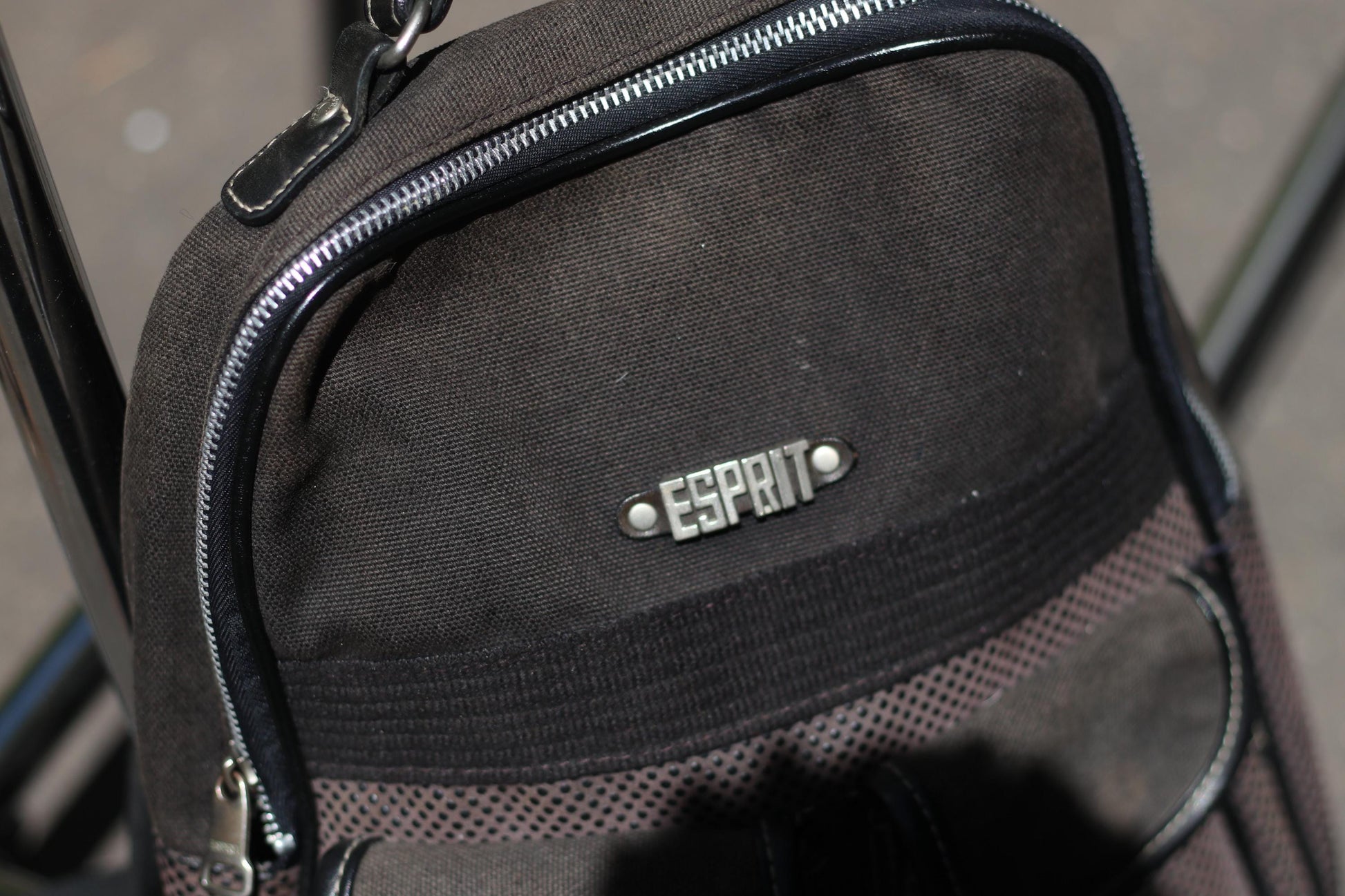 Vintage 90s Esprit Mini Backpack| Black Canvas Y2K Festival Bag, Retro Logo Streetwear, Small Travel Bag with Pockets
