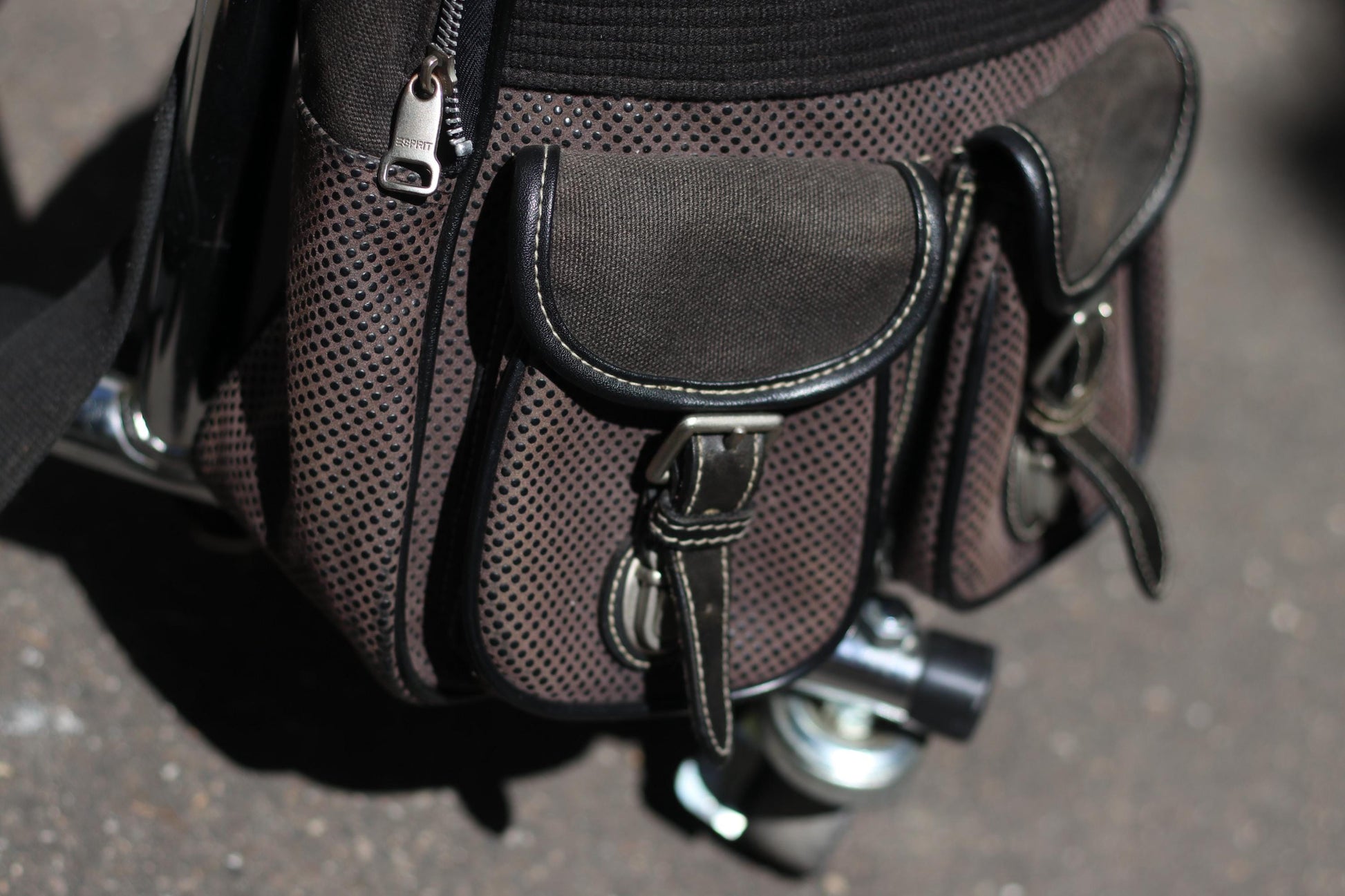 Vintage 90s Esprit Mini Backpack| Black Canvas Y2K Festival Bag, Retro Logo Streetwear, Small Travel Bag with Pockets