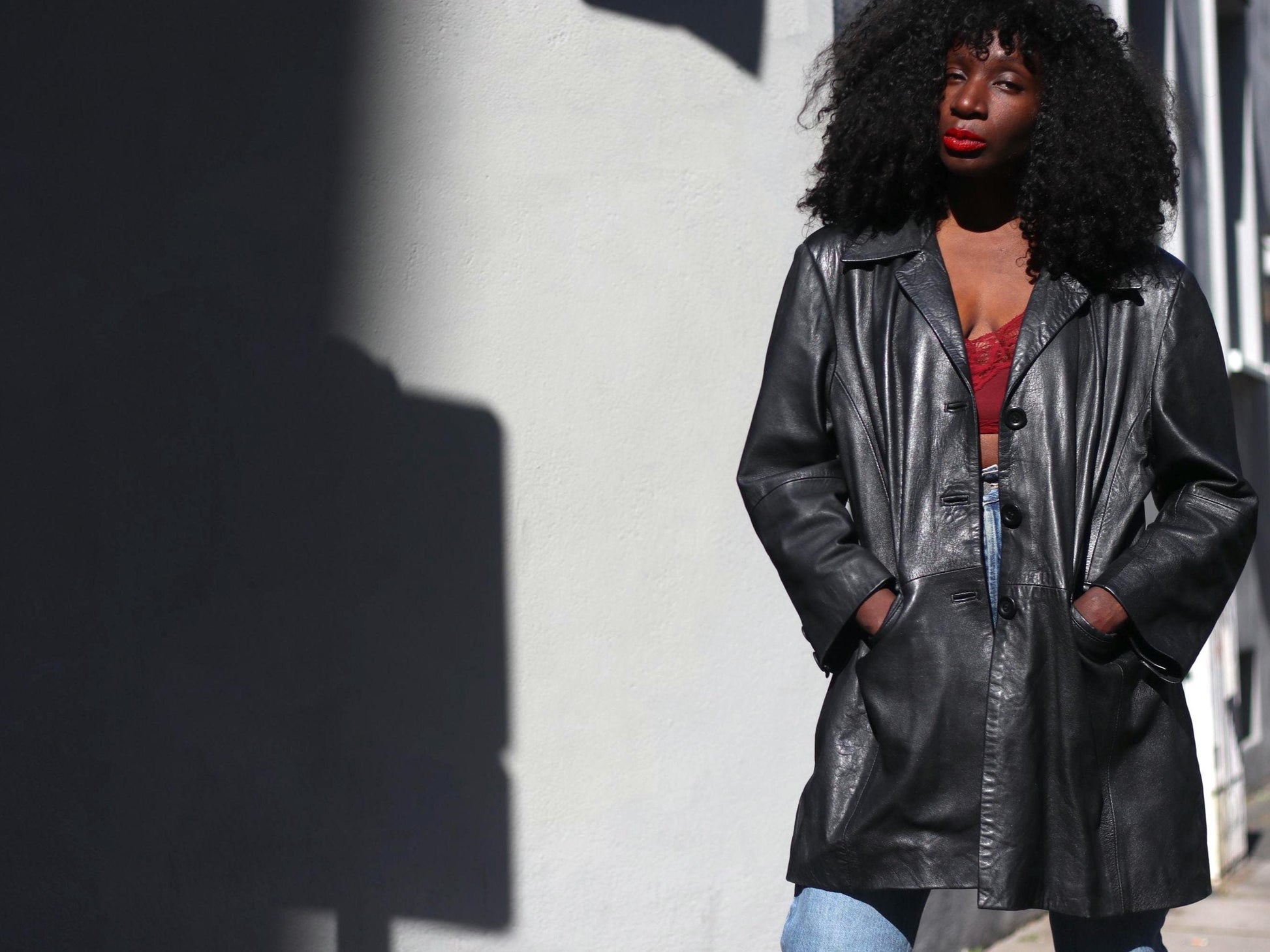 Vintage 90s Black Nappa Leather Jacket| Minimalist Oversized Blazer Coat |Soft Supple Real Leather – Size M/L