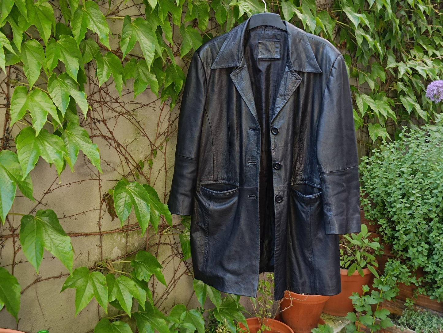 Vintage 90s Black Nappa Leather Jacket| Minimalist Oversized Blazer Coat |Soft Supple Real Leather – Size M/L
