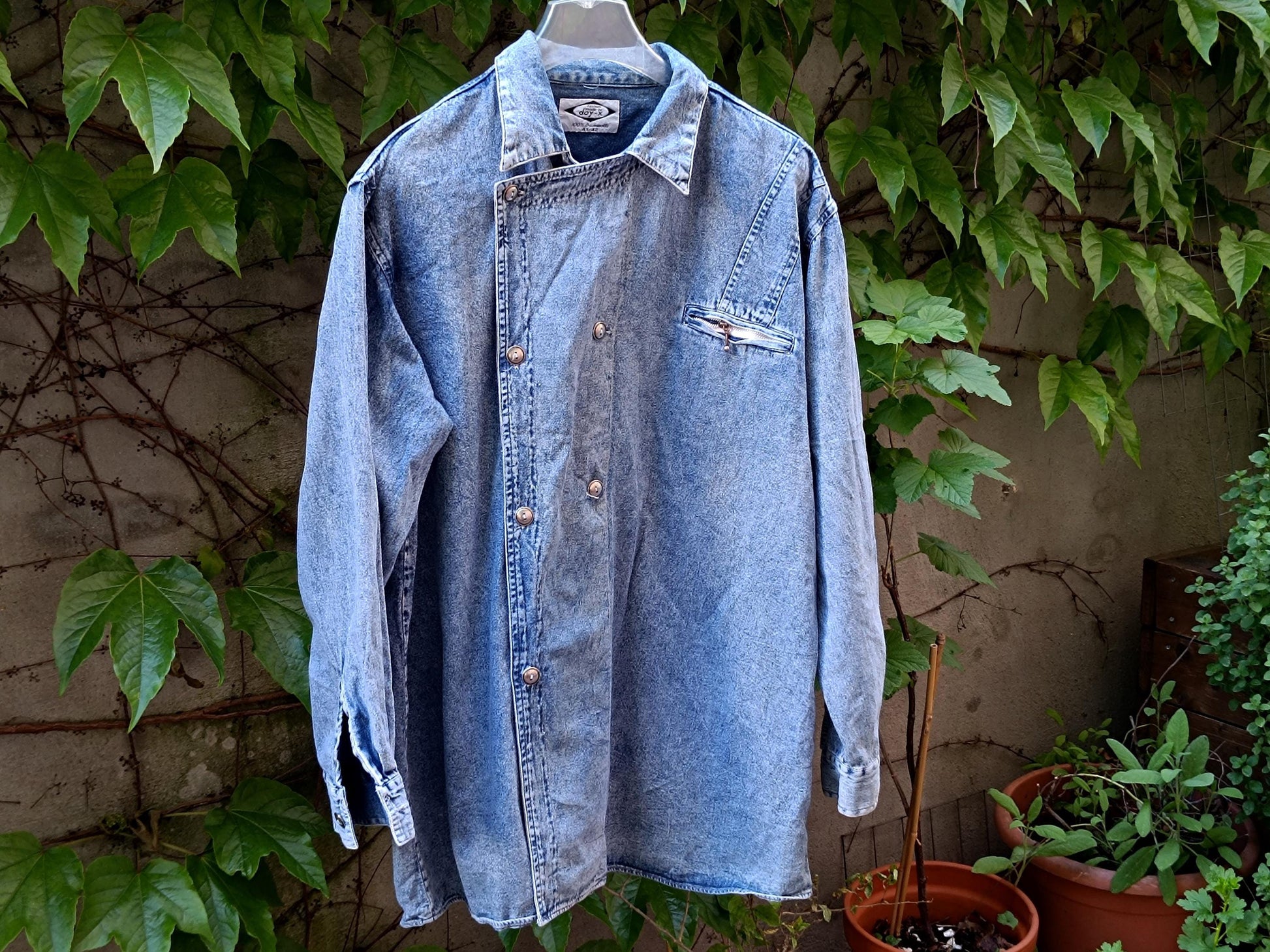 Vintage 80s Denim Shirt Jacket | Oversized Button-Up | Unisex Medium Wash | Retro Utility Layering Piece