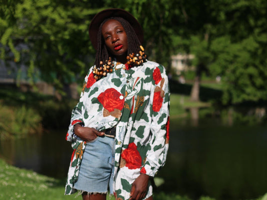 Vintage 90s Floral Blouse | Argentina Print Shirt | Oversized Button Down | Bold Rose Pattern Top | Retro Summer Shirt | Unisex Streetwear