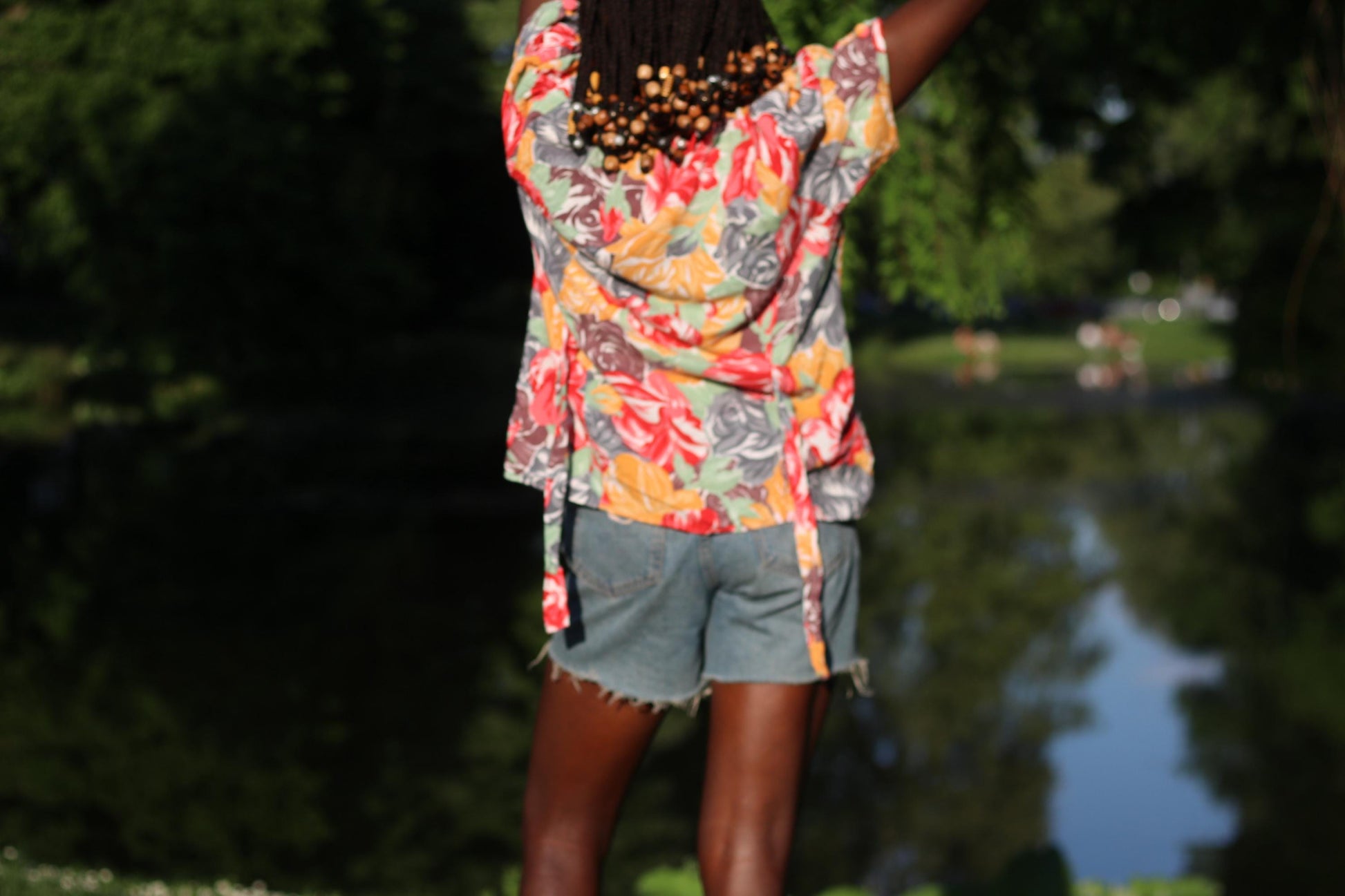 Vintage 90s Floral Blouse by H&M | Retro Button-Up with Puff Sleeves | Colorful 90s Floral Print | Classic Short Sleeve Top