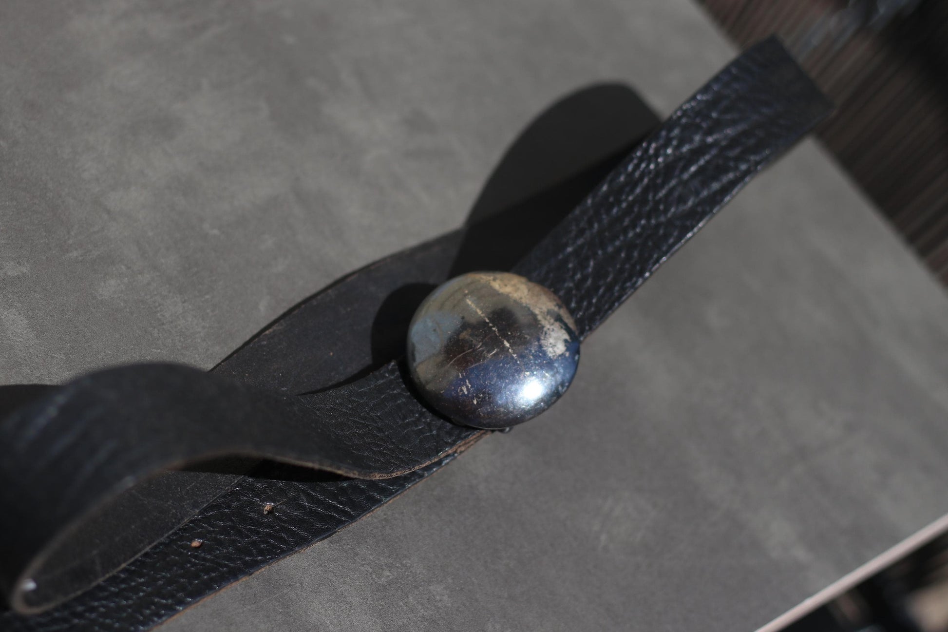 Vintage Black Leather Belt with Distressed Metal Buckle– 80s Rocker Western Biker Style – Statement Punk Grunge Accessory