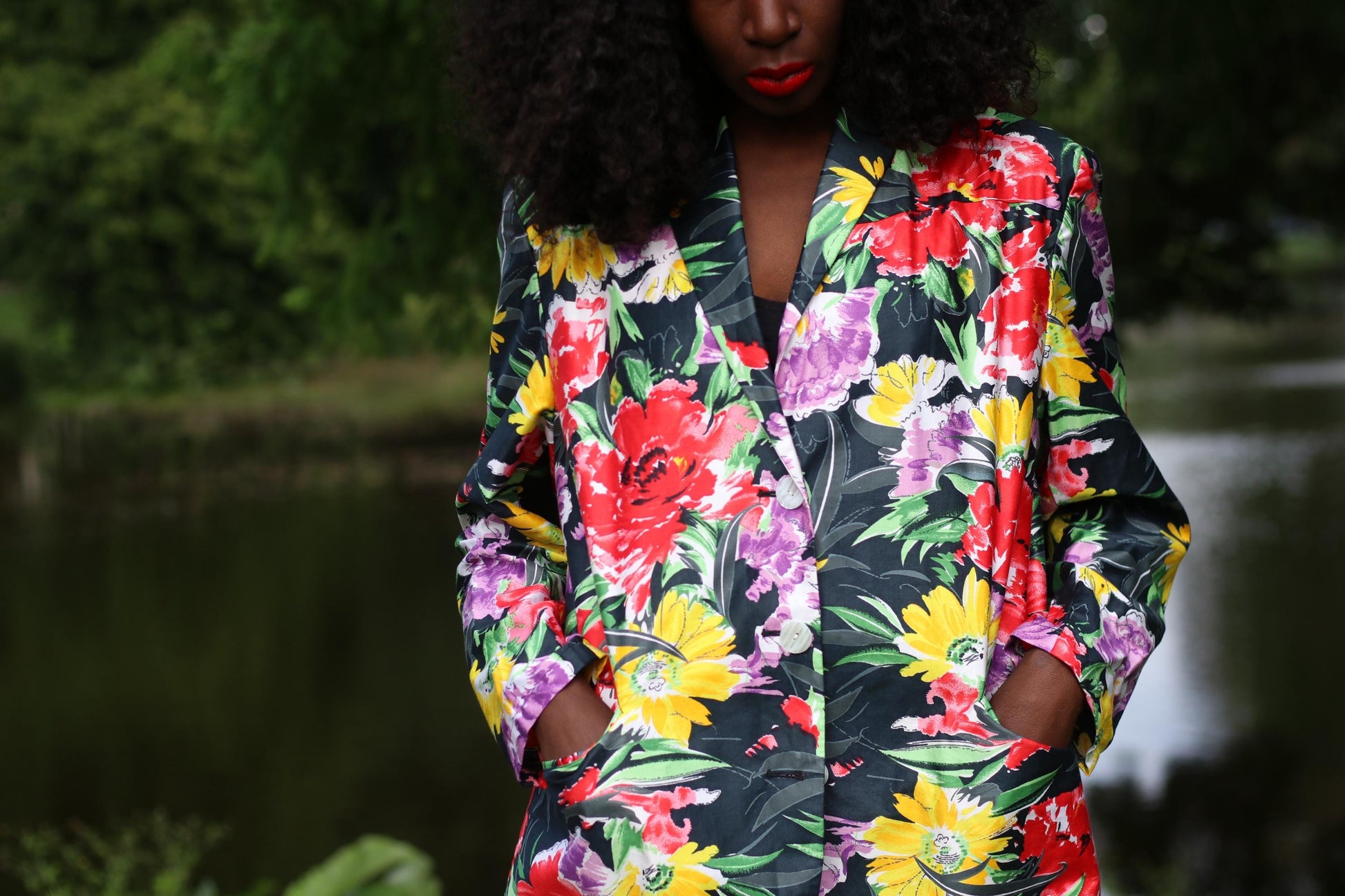 Vintage 90s Floral Blazer| Oversized Tropical Jacket| Vibrant Resort Wear, Dark Academia Aesthetic