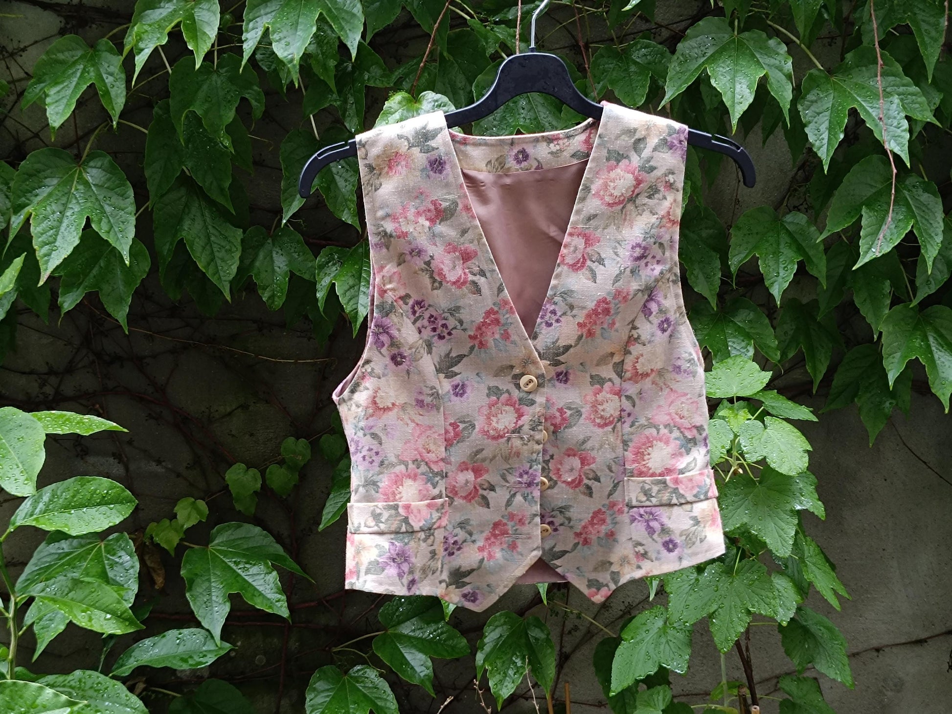 Vintage 90s Floral Vest | Tapestry Waistcoat Top | Cottagecore Granny Chic Style | Button Front Fitted Layer | Retro Festival Fashion