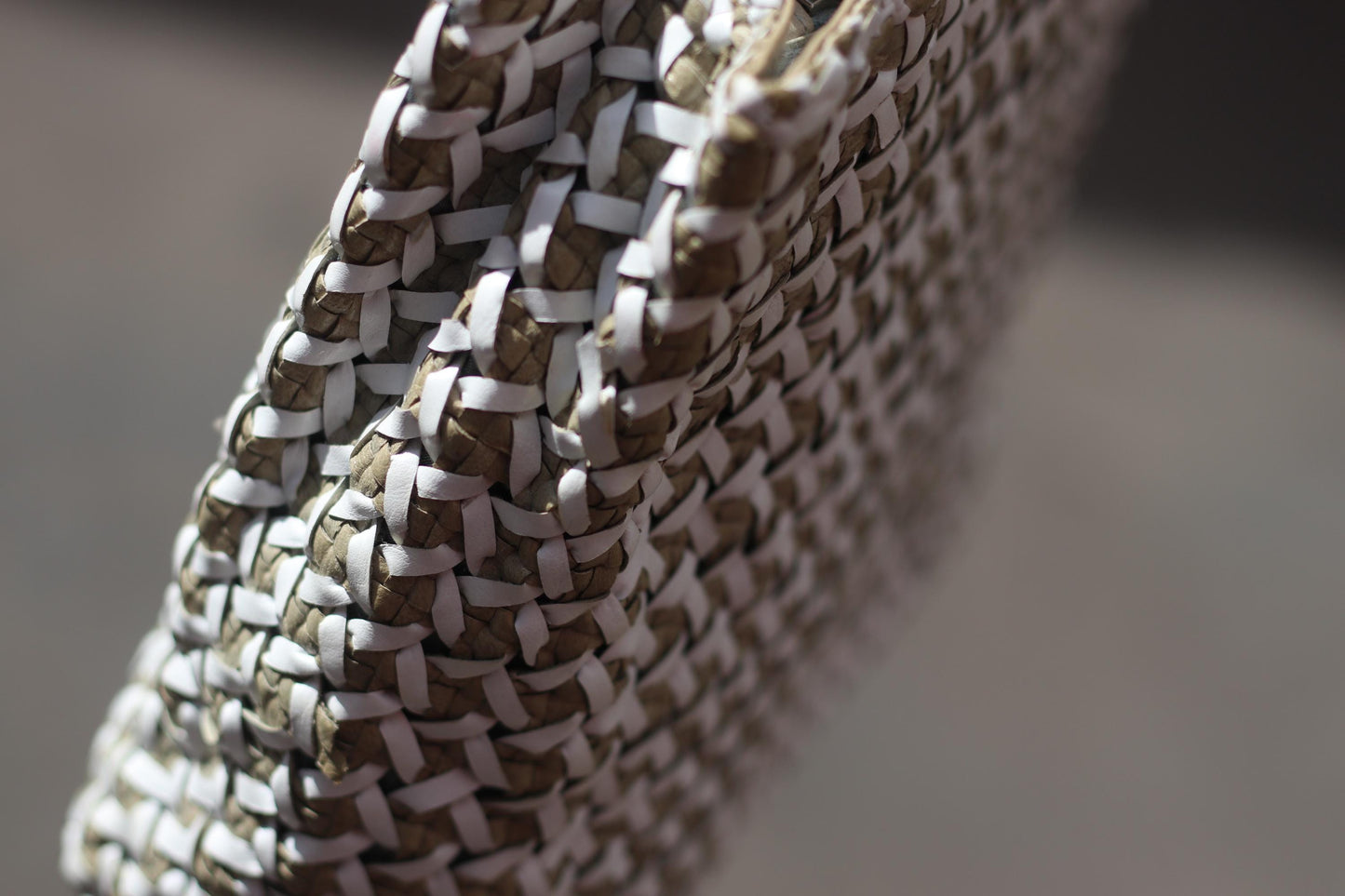 Vintage Italian Woven Bag | Romani Fratelli White Leather Purse | 90s Boho Retro Handbag Accessory