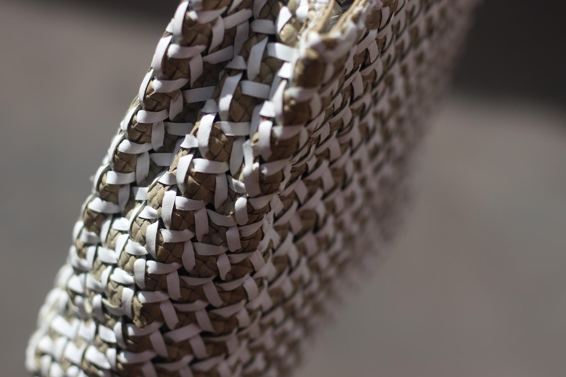 Vintage Italian Woven Bag | Romani Fratelli White Leather Purse | 90s Boho Retro Handbag Accessory