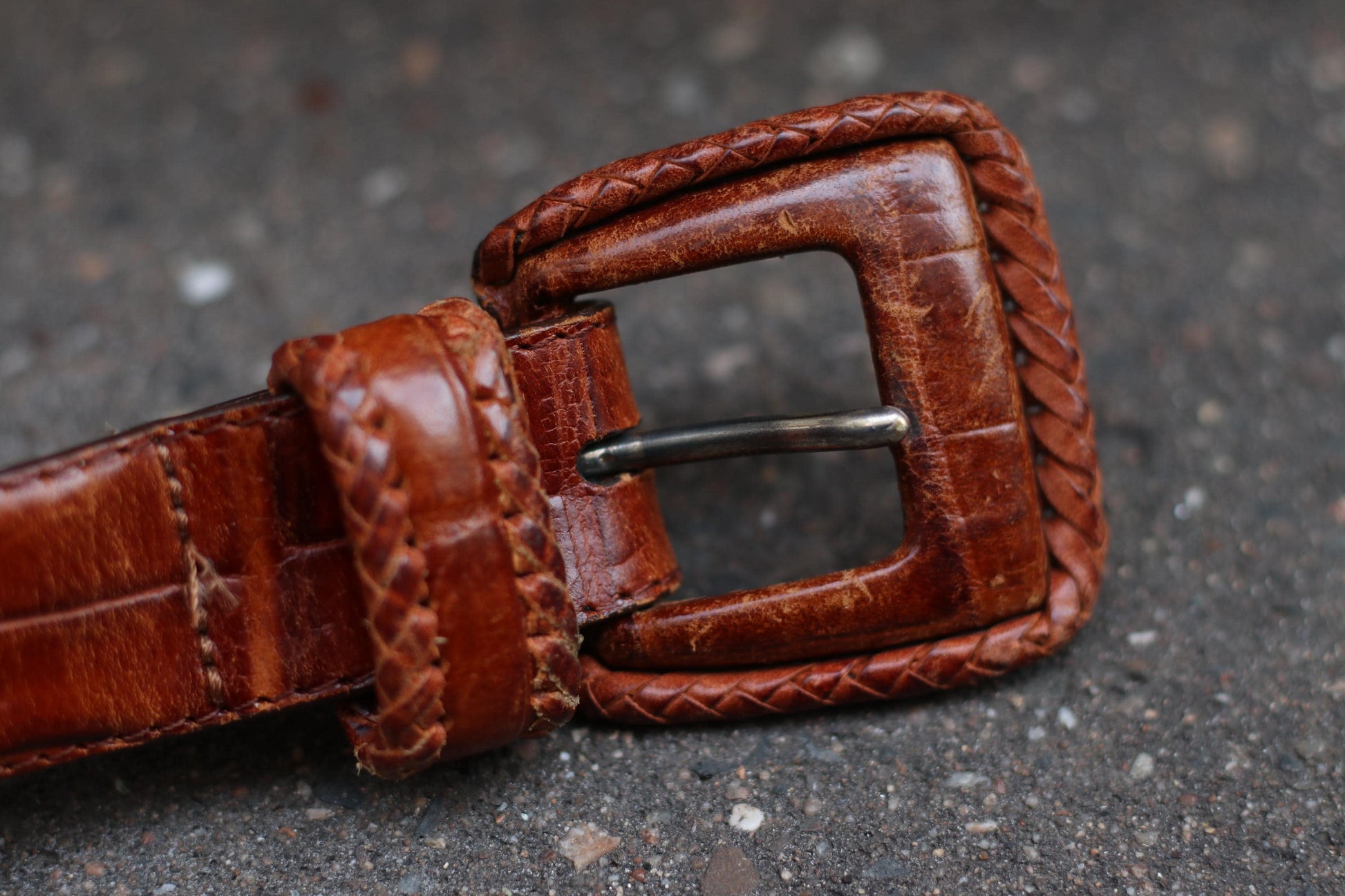 90s Brown Belt | Women's Vintage boho chic belt with Statement Buckle|