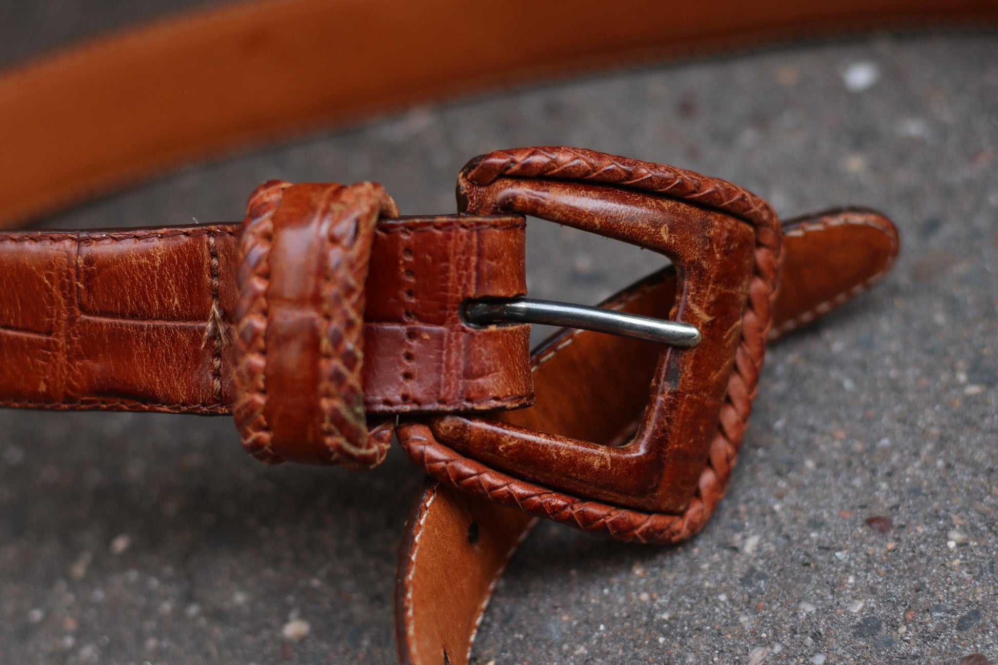 90s Brown Belt | Women's Vintage boho chic belt with Statement Buckle|