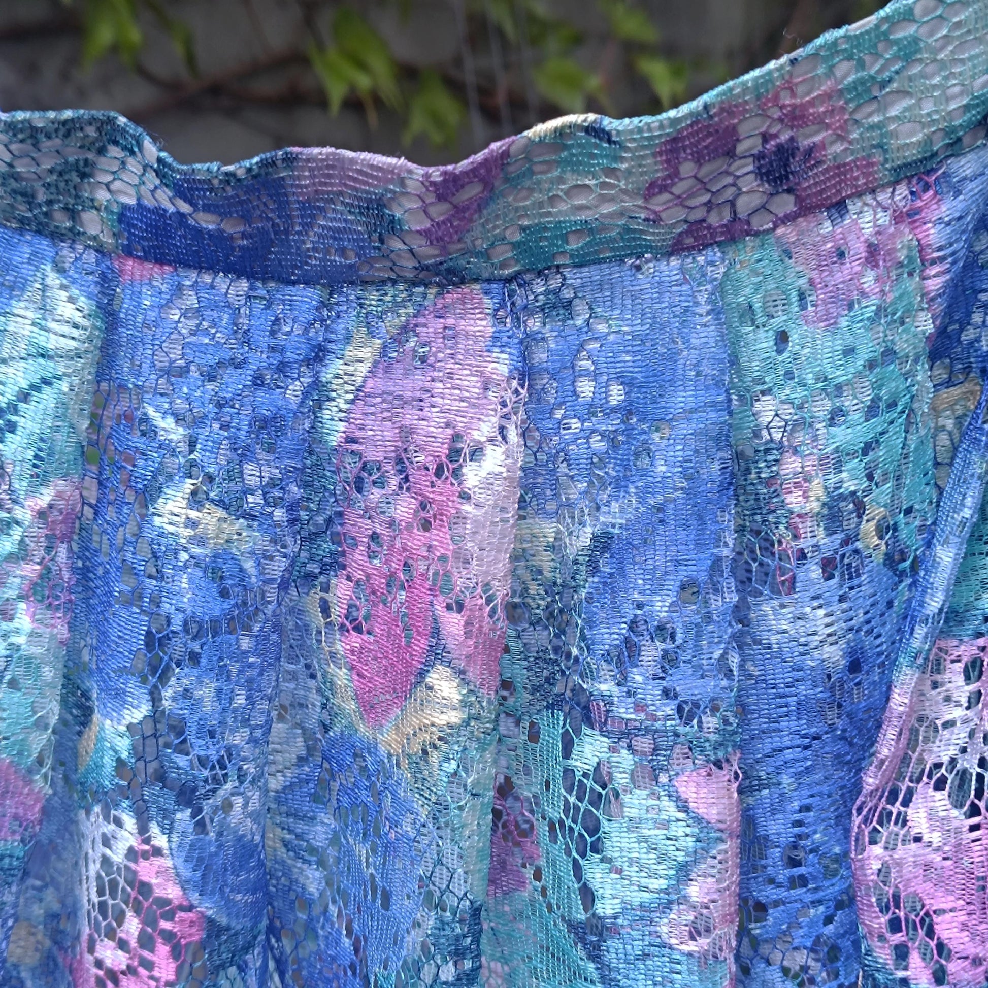 Vintage Floral Barbara Bernstorff print skirt and top sheer two-piece