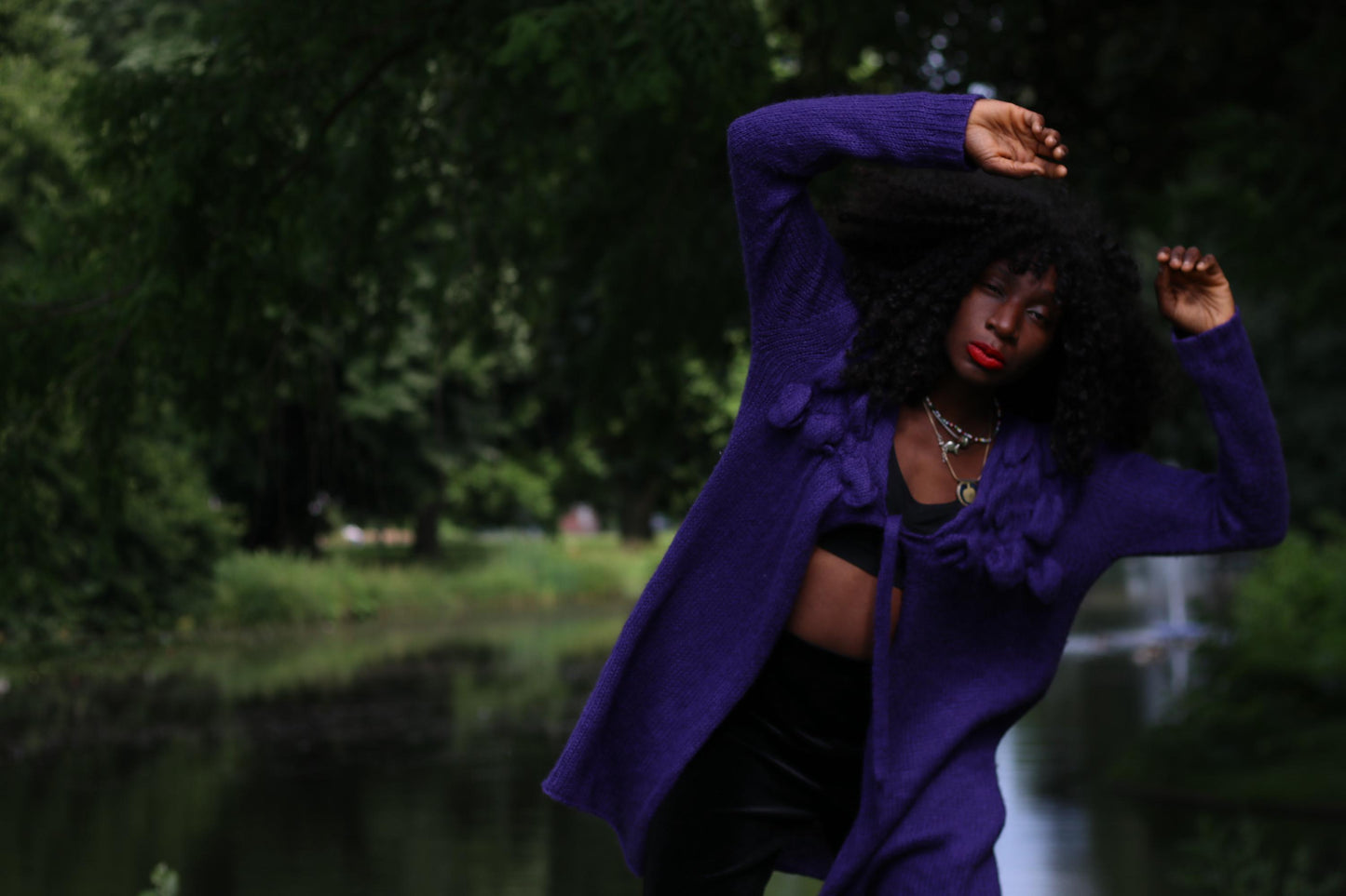 Y2K Floral Mohair Cardigan: Tie Front Knit Sweater (S–M)