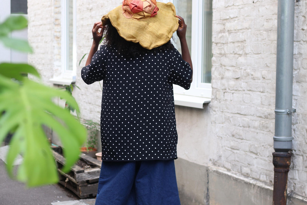 Louis Féraud 80s Polka Dot Blazer | Black Acetate Viscose Duster (S-M)
