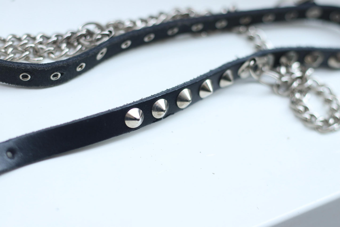 Vintage Studded Leather Chain Belt: 80s Punk Goth Rocker Waist Belt Tiered Accessory