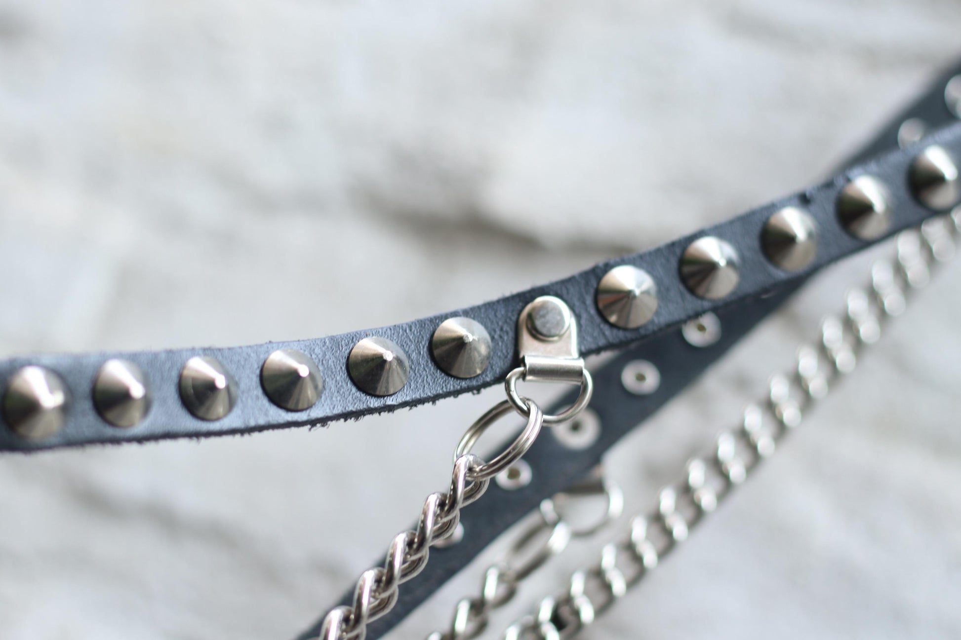 Vintage Studded Leather Chain Belt: 80s Punk Goth Rocker Waist Belt Tiered Accessory