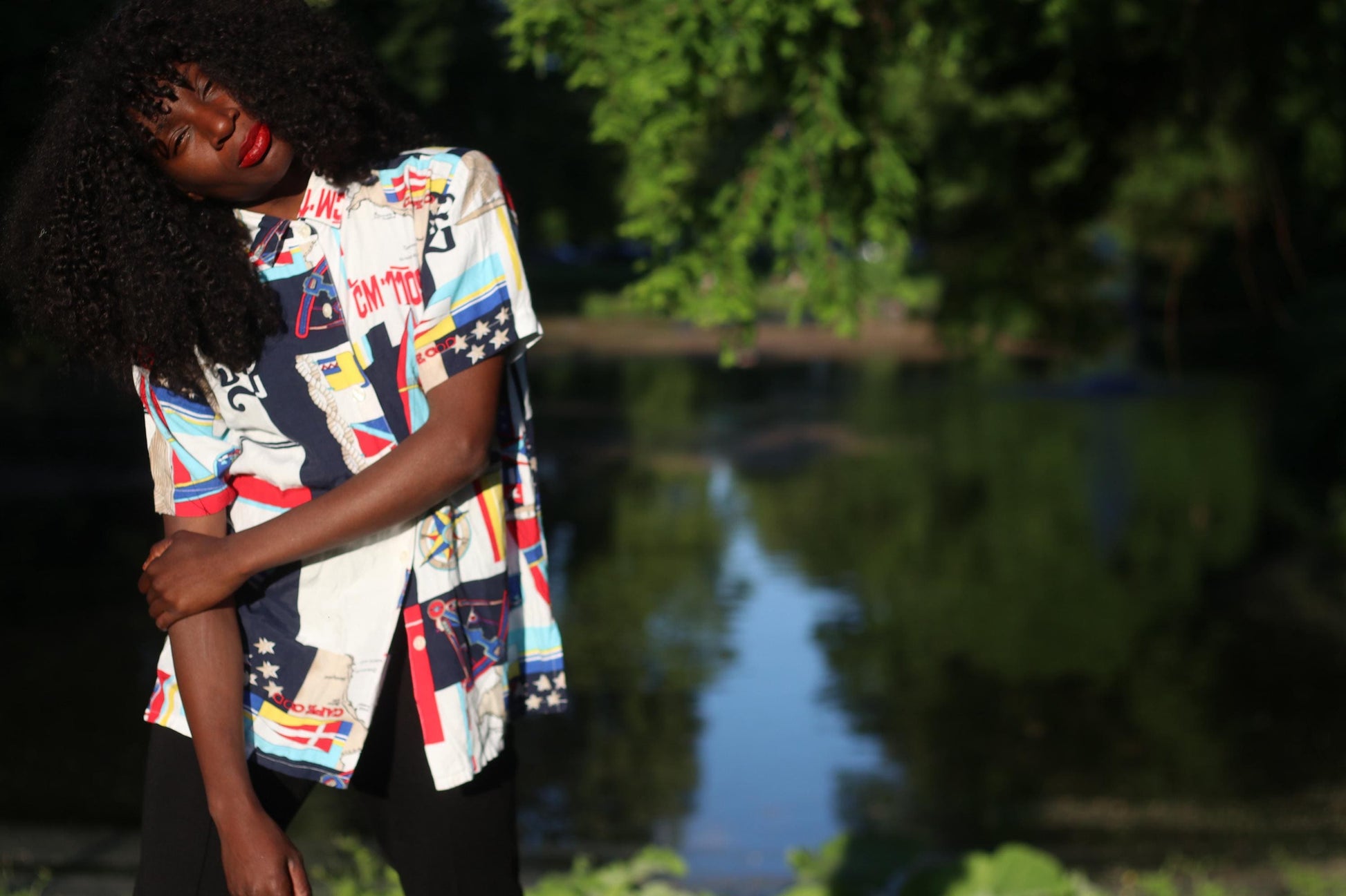 Vintage Nautical Shirt 90s Sailing Print Short Sleeve Button Up Cape Cod Map M/L
