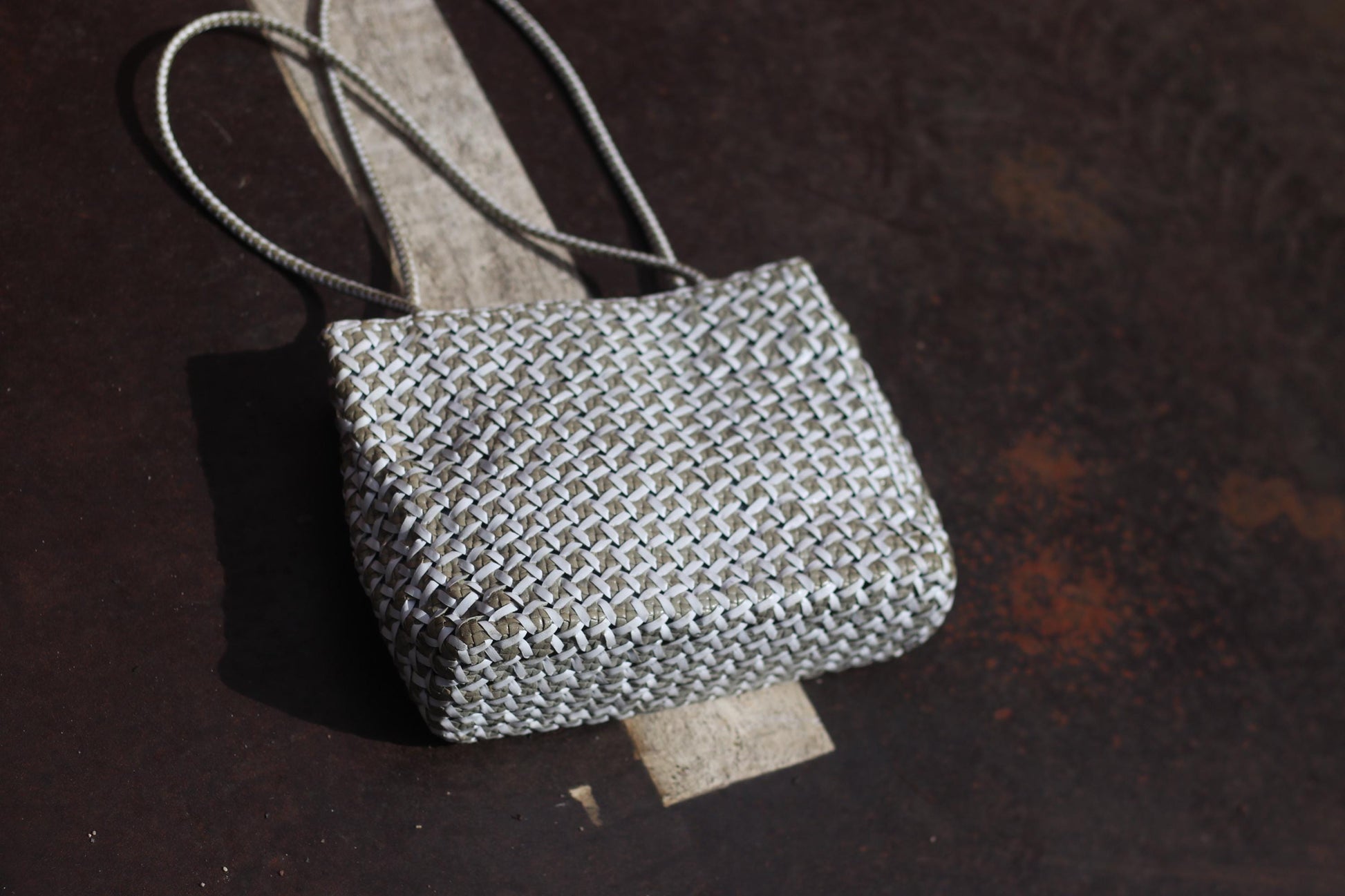 Vintage Italian Woven Bag | Romani Fratelli White Leather Purse | 90s Boho Retro Handbag Accessory
