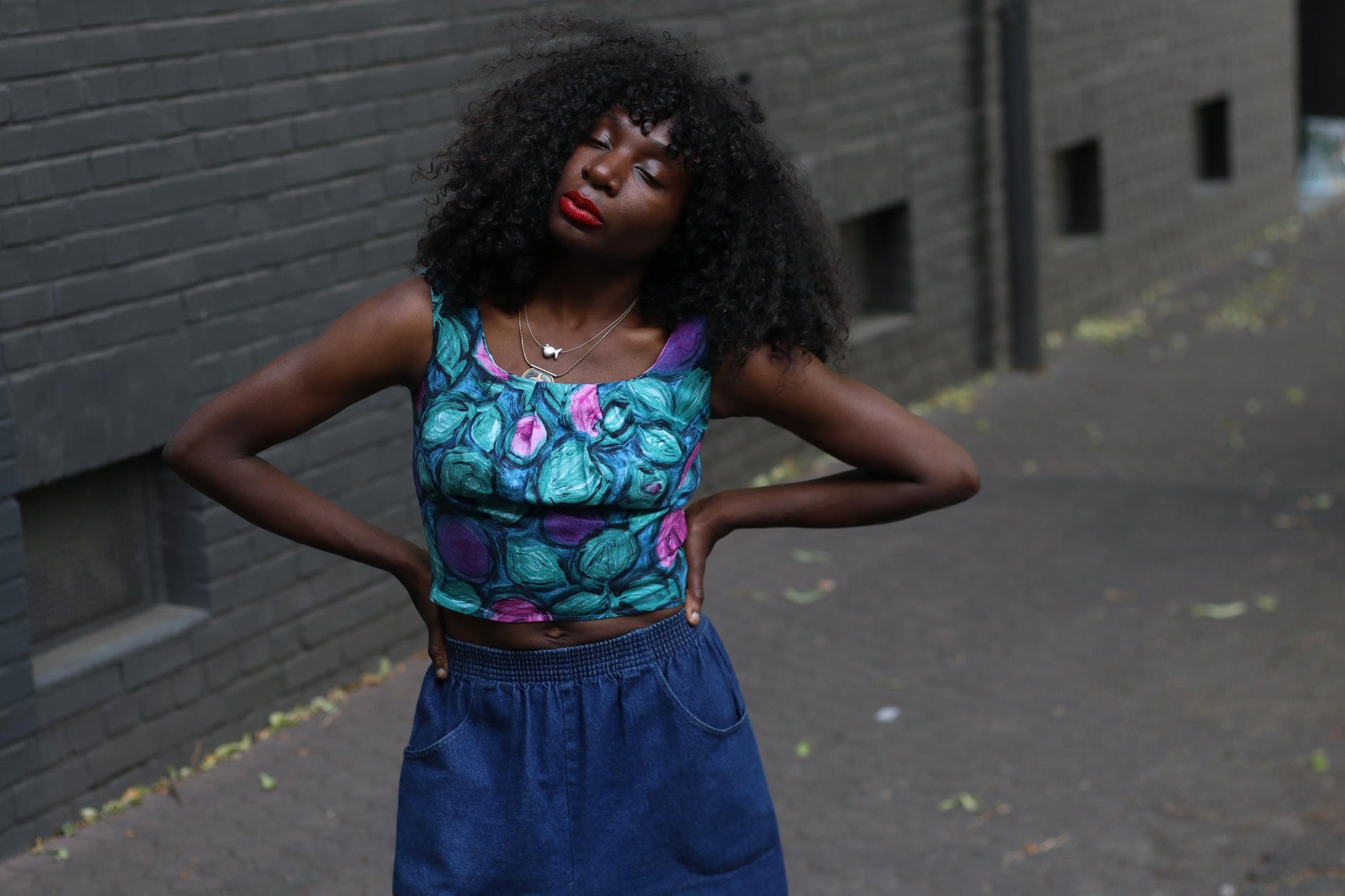 80s Floral Cropped Top: Handmade Vintage Sleeveless Blouse