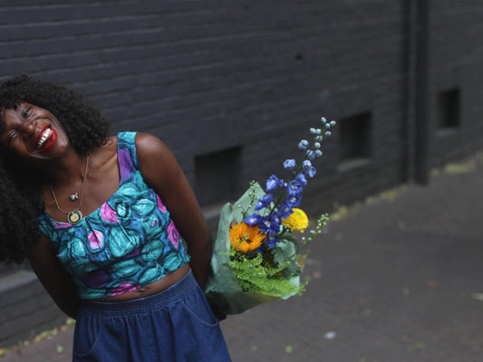 80s Floral Cropped Top: Handmade Vintage Sleeveless Blouse