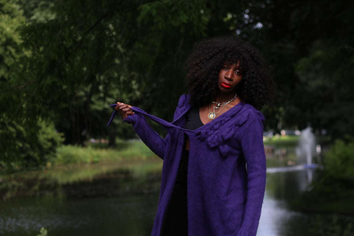 Y2K Floral Mohair Cardigan: Tie Front Knit Sweater (S–M)