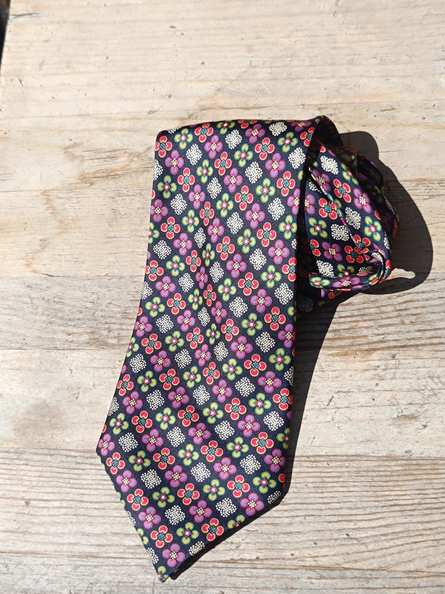 Vintage Silk Floral Tie for Men | Colorful Designer Necktie | Pure Silk Patterned Retro Accessory | Gift for Him | Statement Tie