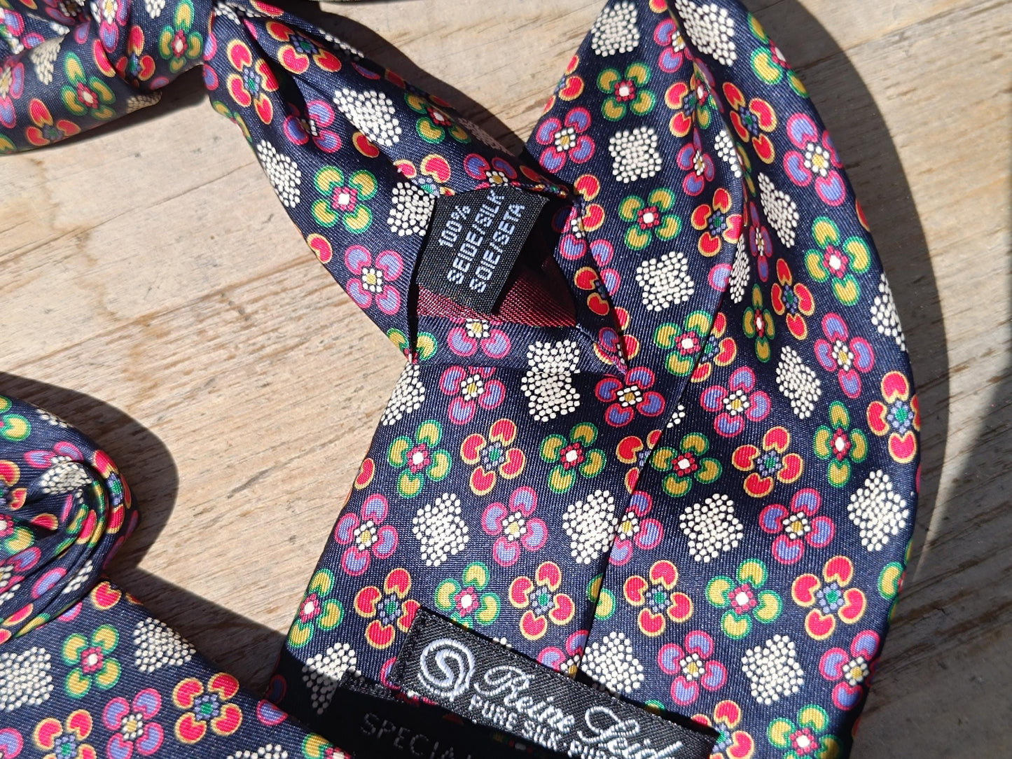 Vintage Silk Floral Tie for Men | Colorful Designer Necktie | Pure Silk Patterned Retro Accessory | Gift for Him | Statement Tie