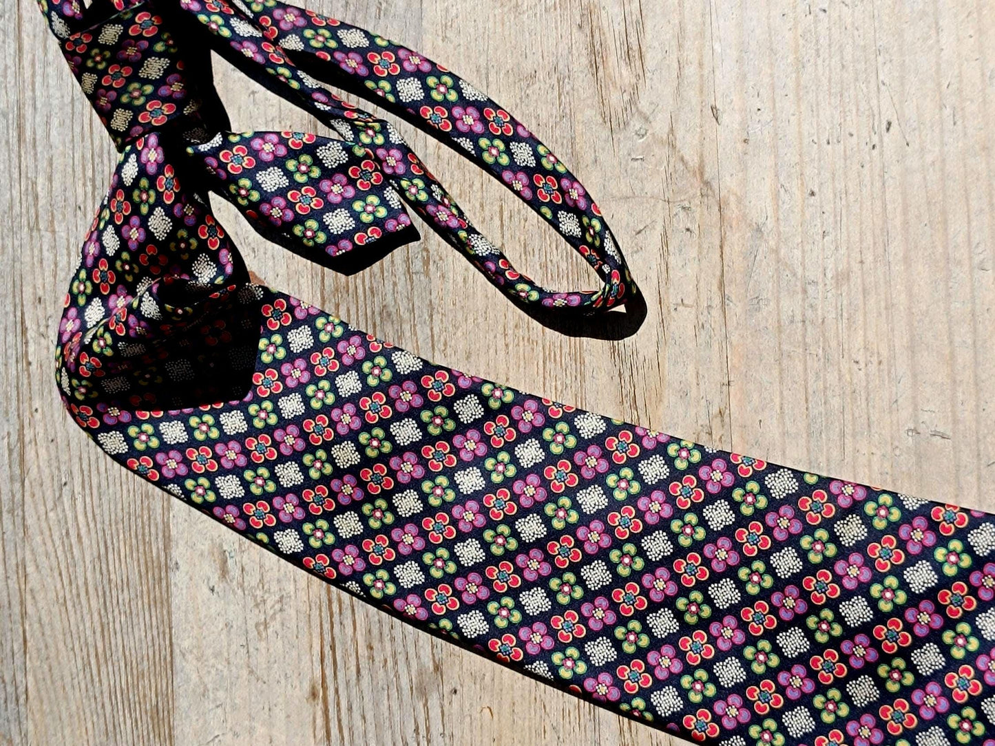 Vintage Silk Floral Tie for Men | Colorful Designer Necktie | Pure Silk Patterned Retro Accessory | Gift for Him | Statement Tie