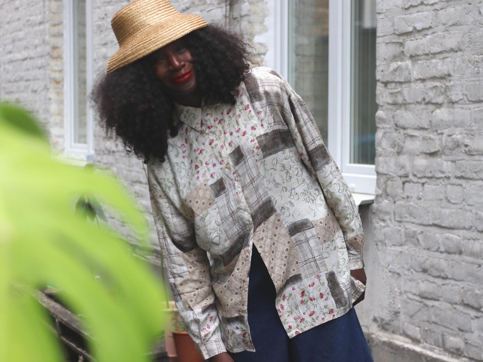 Vintage 90s Patchwork Blouse | Floral Print Oversized Shirt | Grunge Cottagecore Grandpa Style | Mixed Print Button Down Top S/M