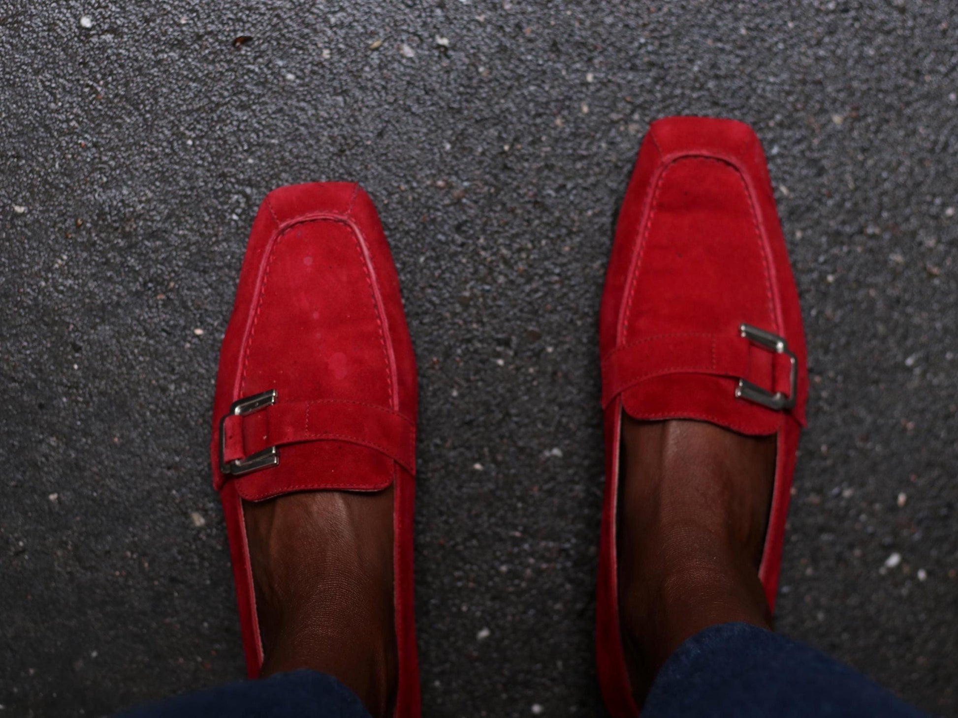 Vintage Peter Kaiser Red Suede Loafers, Size 38, Silver Buckle Detail, Classic Italian Style Flats, Y2K Chic
