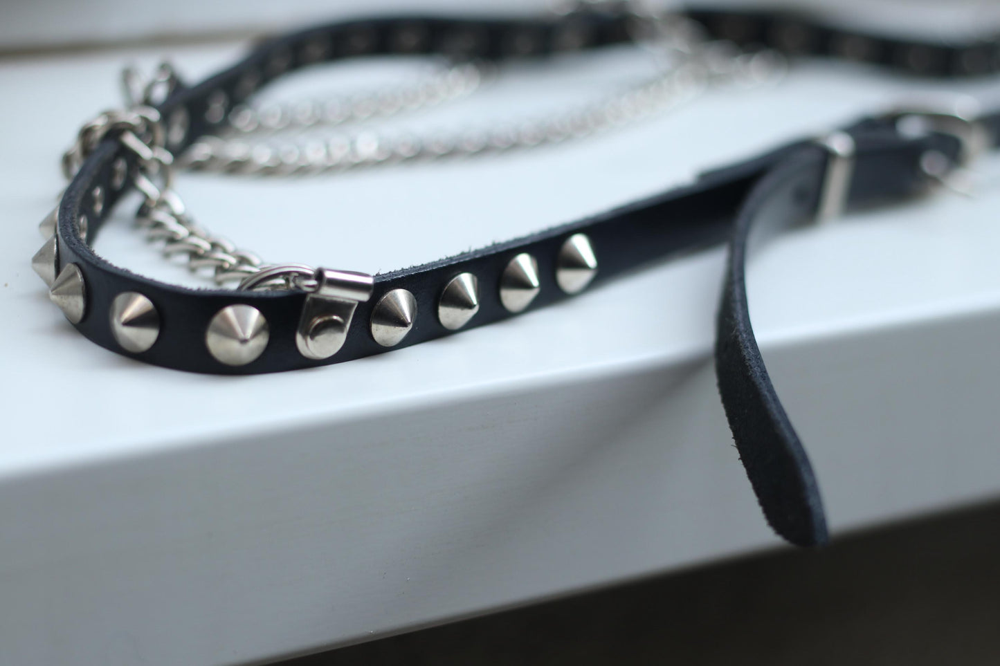 Vintage Studded Leather Chain Belt: 80s Punk Goth Rocker Waist Belt Tiered Accessory