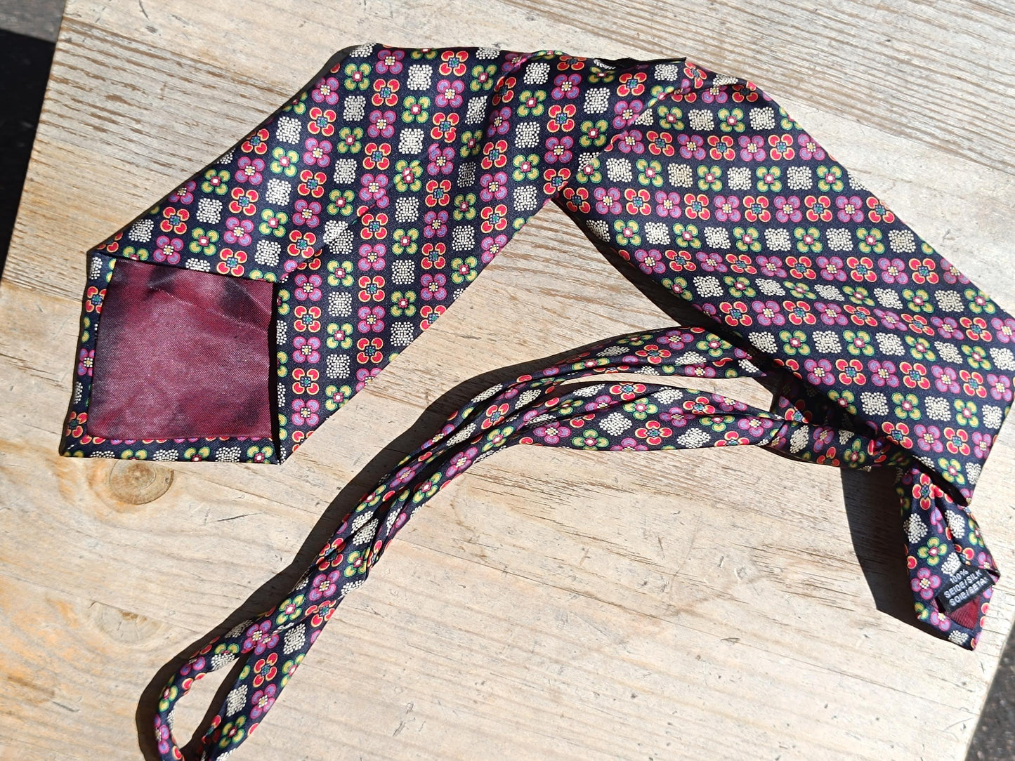 Vintage Silk Floral Tie for Men | Colorful Designer Necktie | Pure Silk Patterned Retro Accessory | Gift for Him | Statement Tie