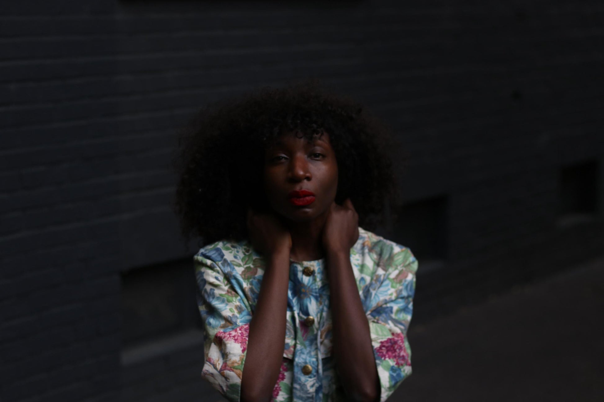 Vintage Floral Cotton-Linen Blazer: Oversized 90s Botanical Jacket