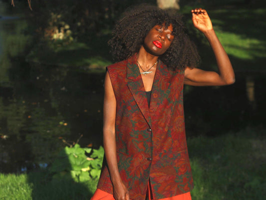 Vintage Tapestry Vest Women’s Autumn Waistcoat | Bohemian Floral Woven Jacket | Fall Layering Piece | Slow Fashion Statement