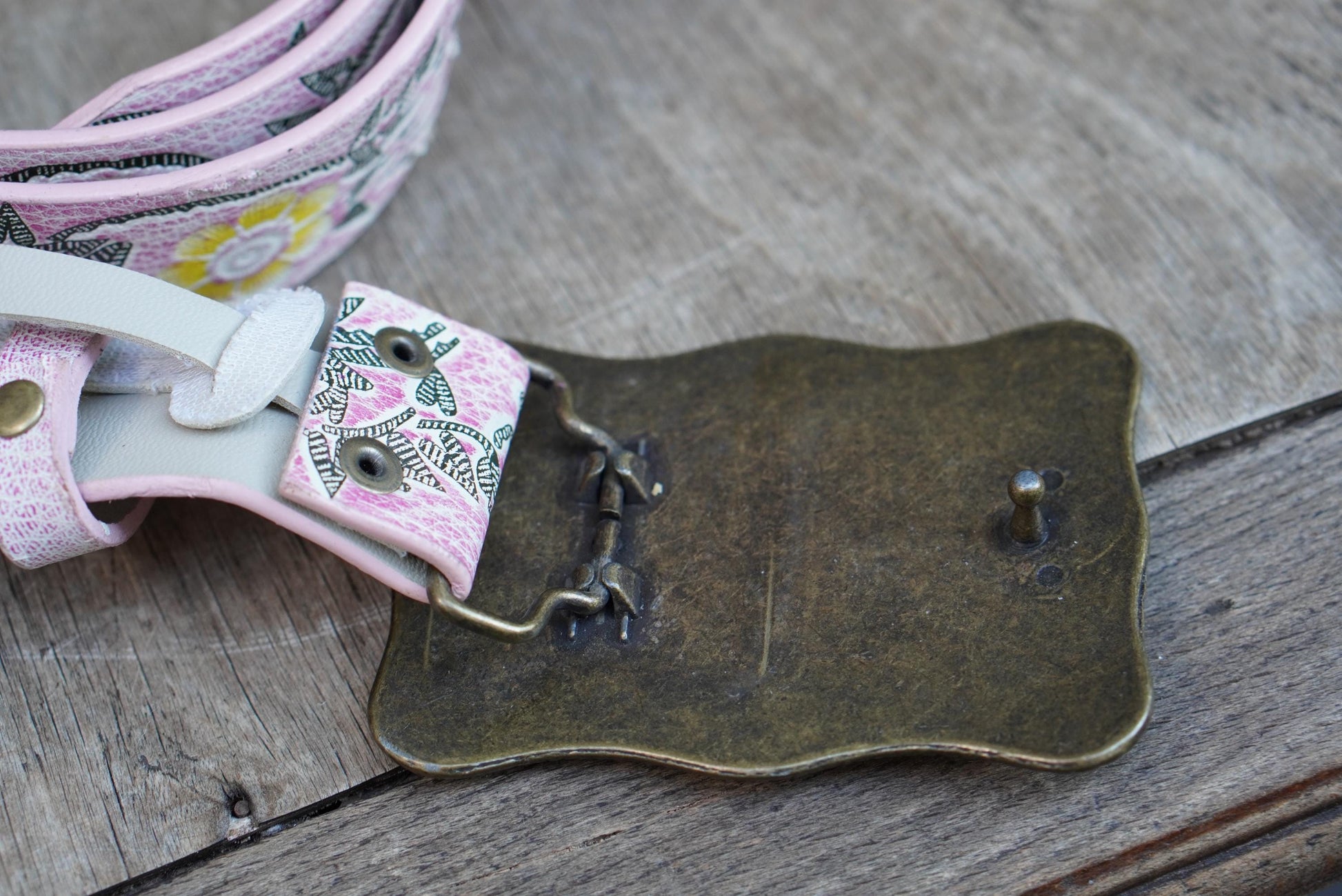 Y2K Floral Leather Belt: Hand Tooled Pink Boho Statement Belt