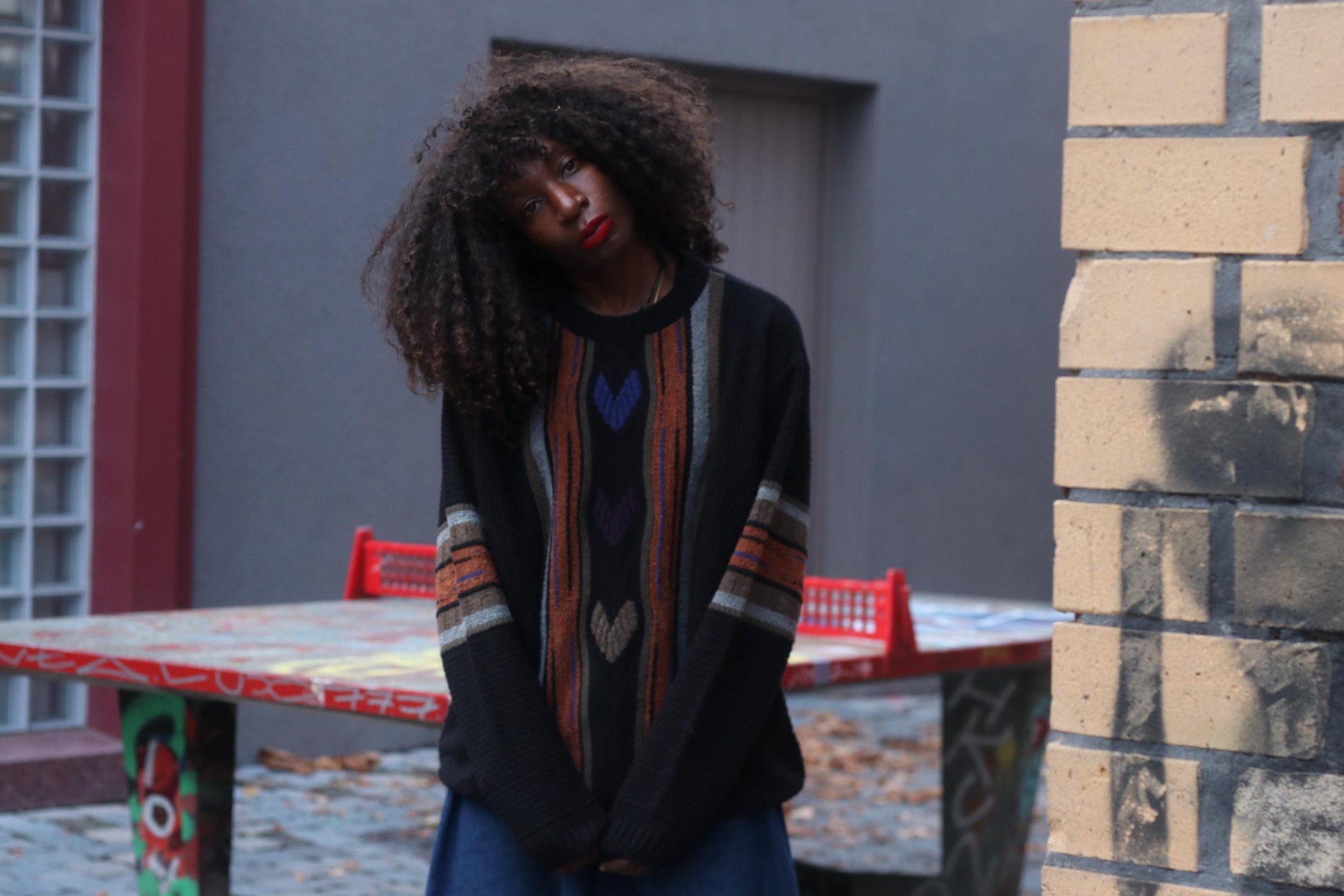 Vintage 90s Wool Knit Sweater: Oversized Heart Motif Jumper