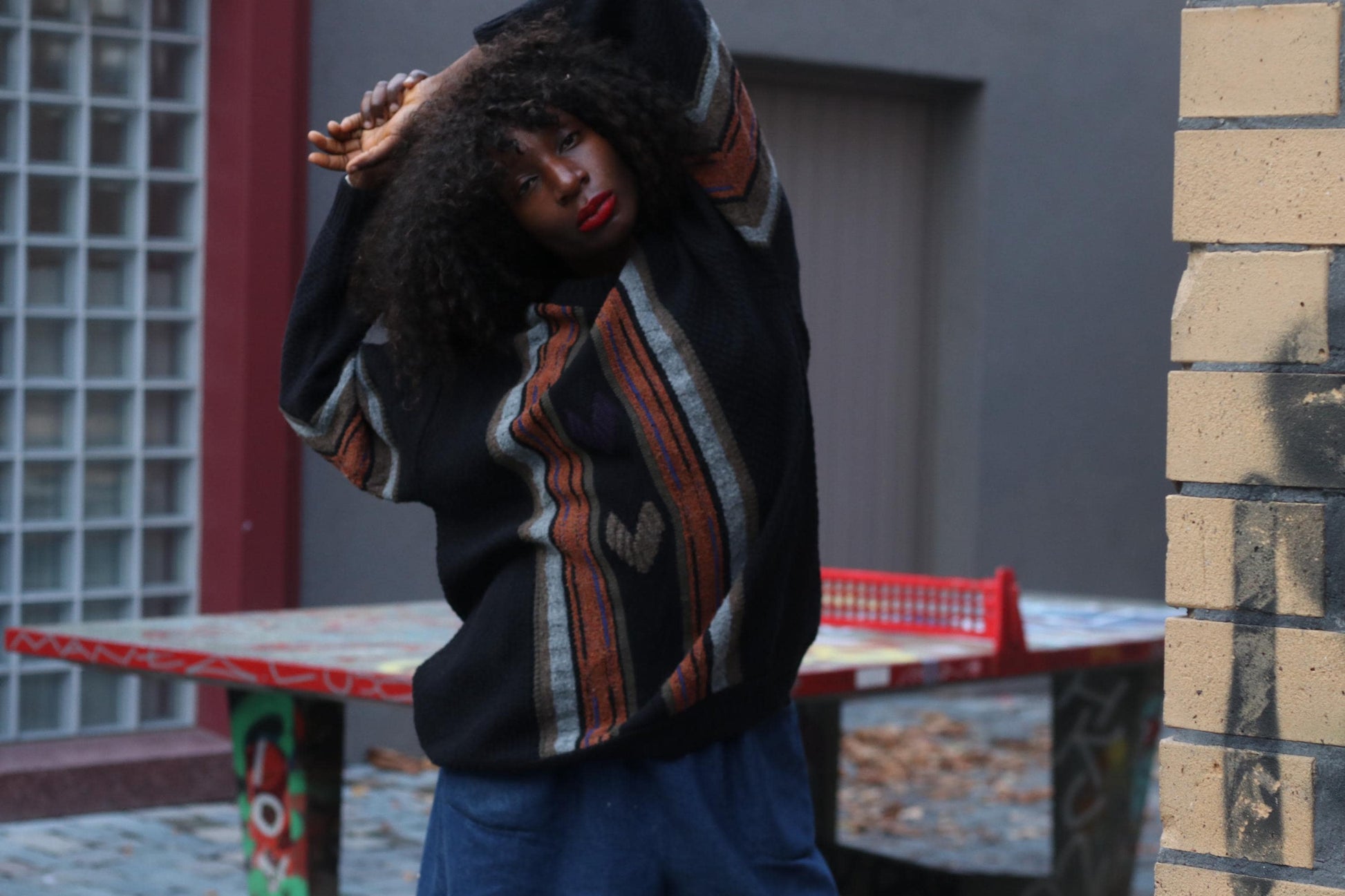 Vintage 90s Wool Knit Sweater: Oversized Heart Motif Jumper