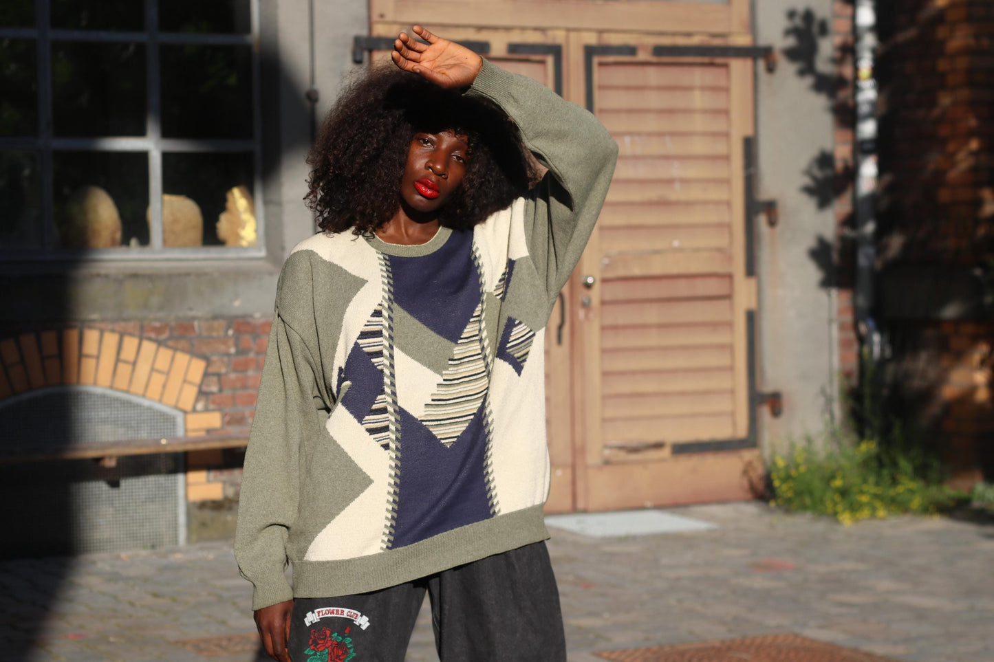 Vintage 90s Geometric Sweater | Abstract Knit Pullover | Oversized Cozy Unisex Jumper | Retro Pattern Knitwear